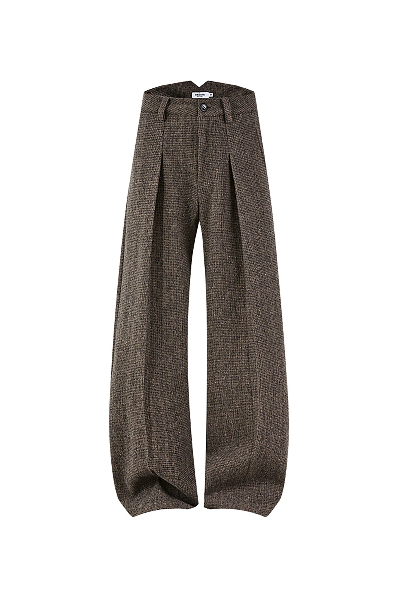 KREATE Mini Houndstooth Pleated Wide-Leg Trousers