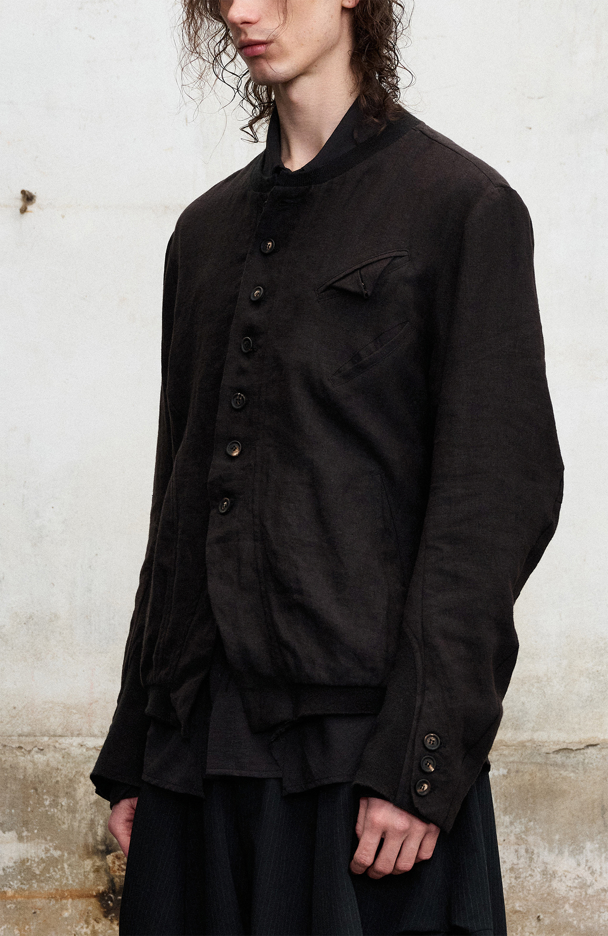 ILNya Nieternite Nifutur Asymmetrical Ribbed-Splice Short Jacket