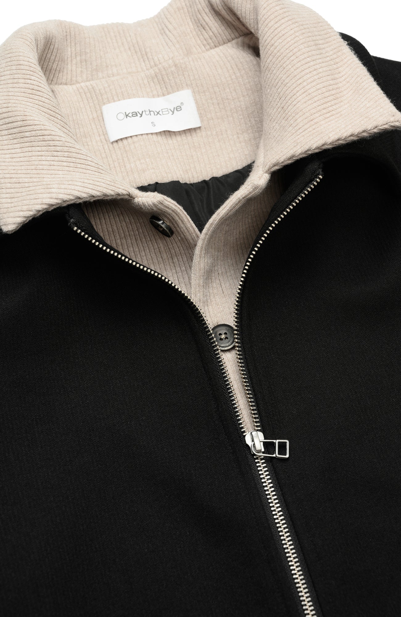 OKAYTHXBYE Faux-Layer Knit-Inset Jacket, premium urban and streetwear designers apparel on PROJECTISR.com, OKAYTHXBYE