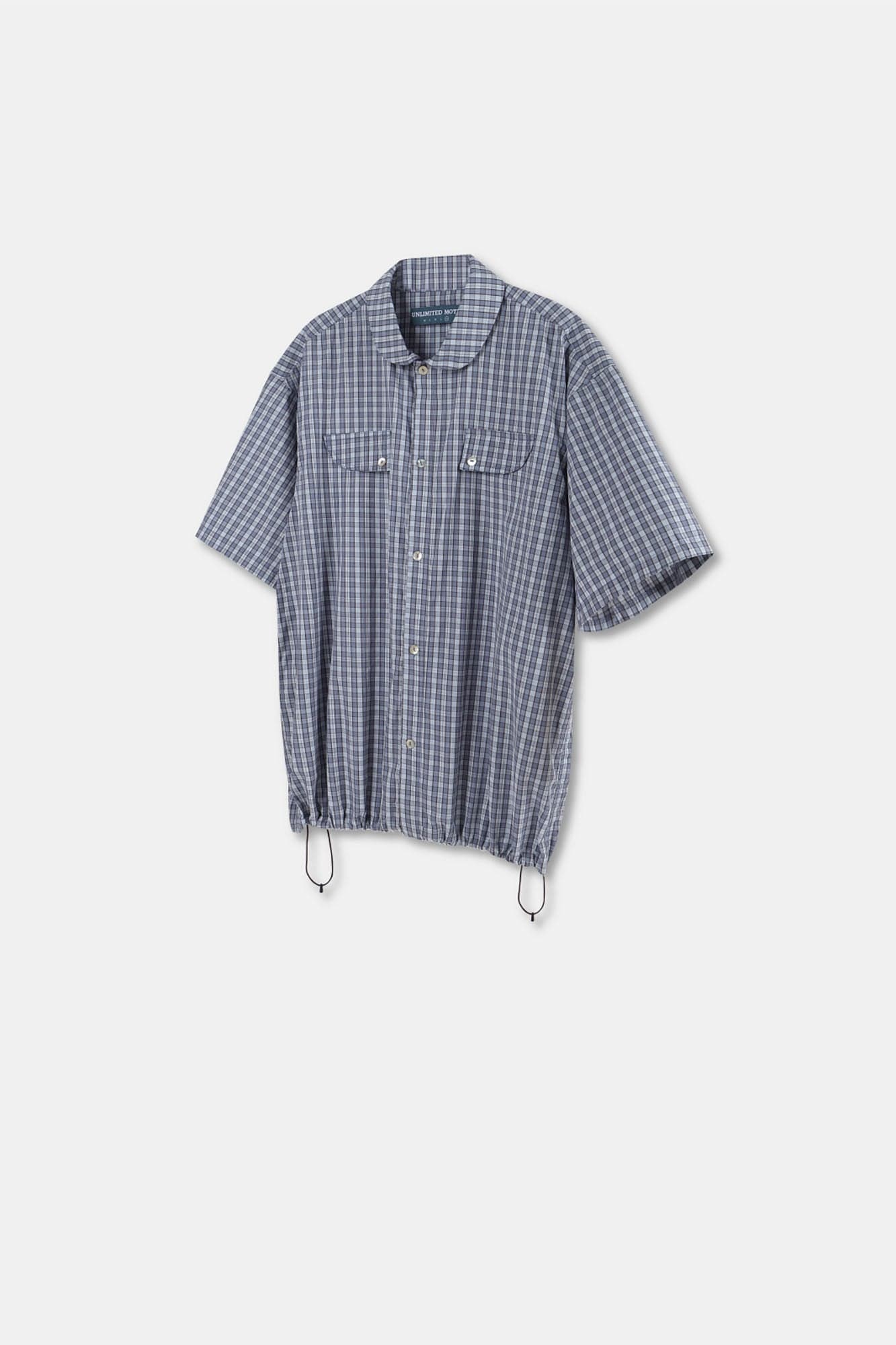 UNLIMITED MOTE Drawstring Hem Plaid Peter Pan Collar Half Shirt, premium urban and streetwear designers apparel on PROJECTISR.com, UNLIMITED MOTE