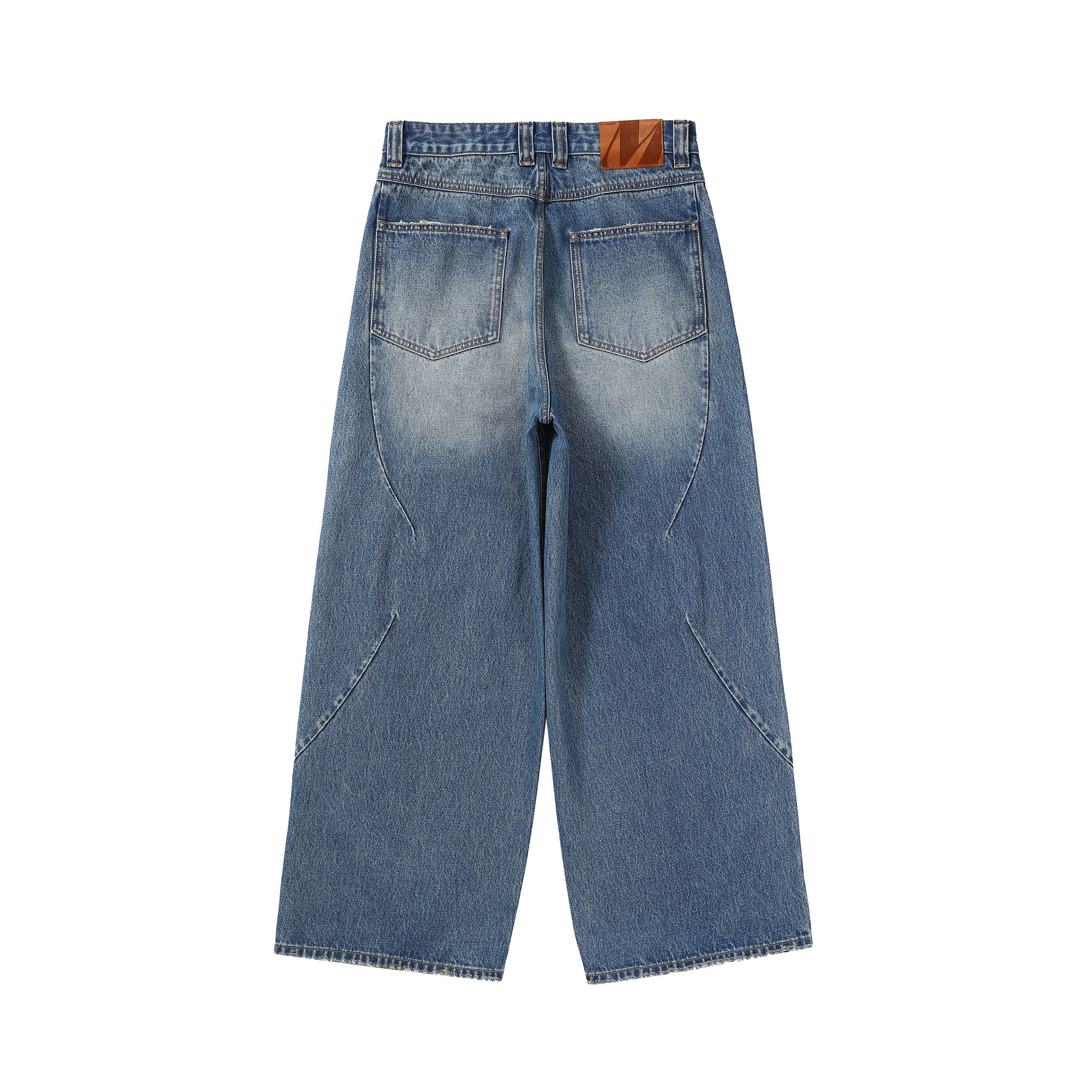 MAKEMORE Washed Pintuck Wide-Leg Jeans
