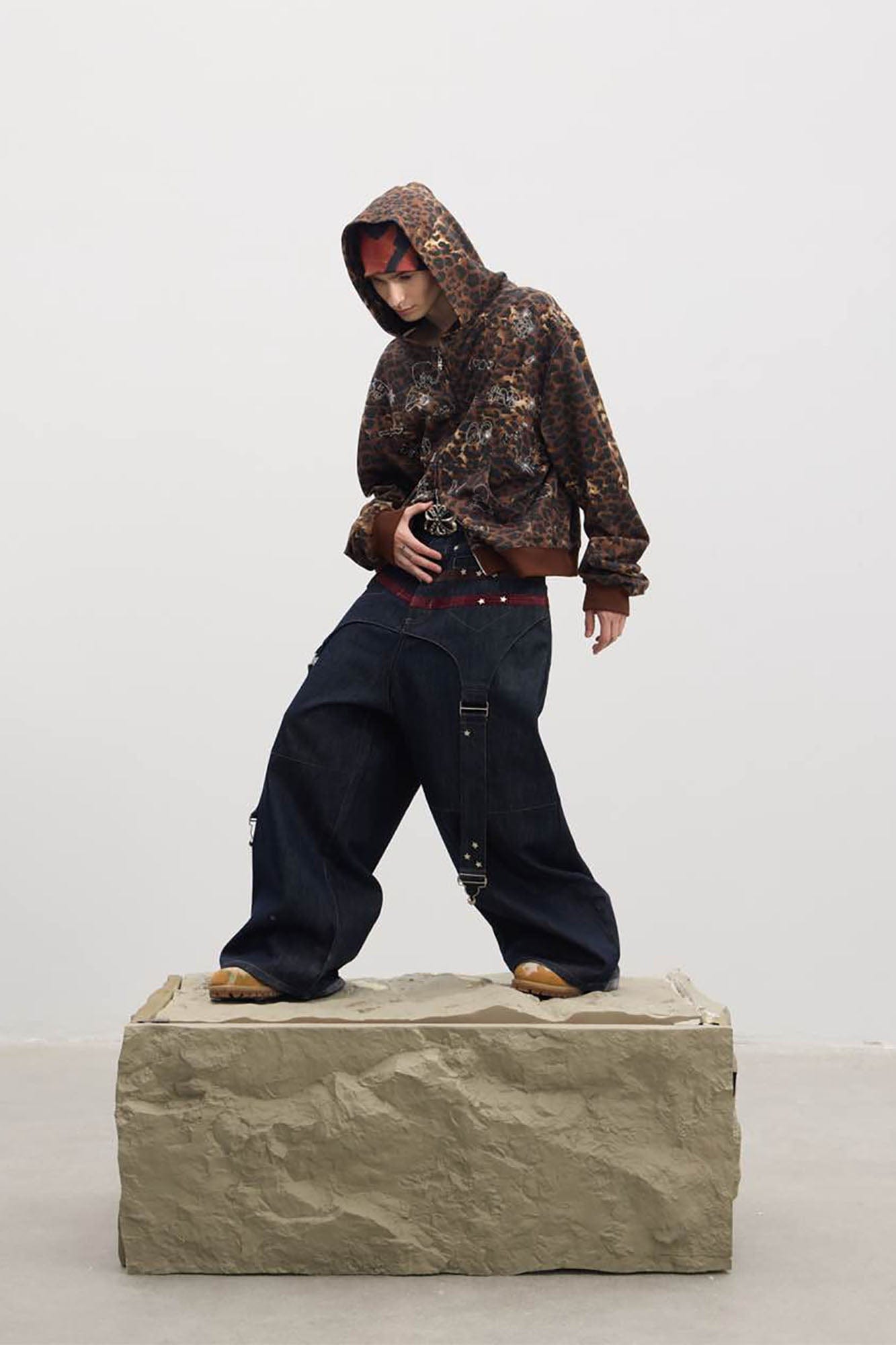 DND4DES Cartoon Rhinestone Leopard Zip-Up Hoodie, premium urban and streetwear designers apparel on PROJECTISR.com, DND4DES