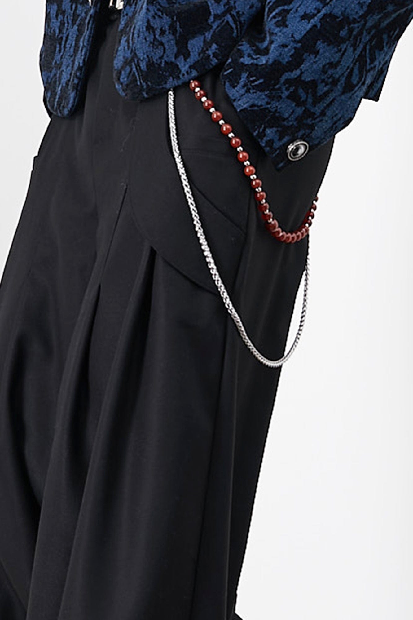 ASSEEN Asymmetrical Tab Pleated Wide-Leg Pants Black, premium urban and streetwear designers apparel on PROJECTISR.com, ASSEEN