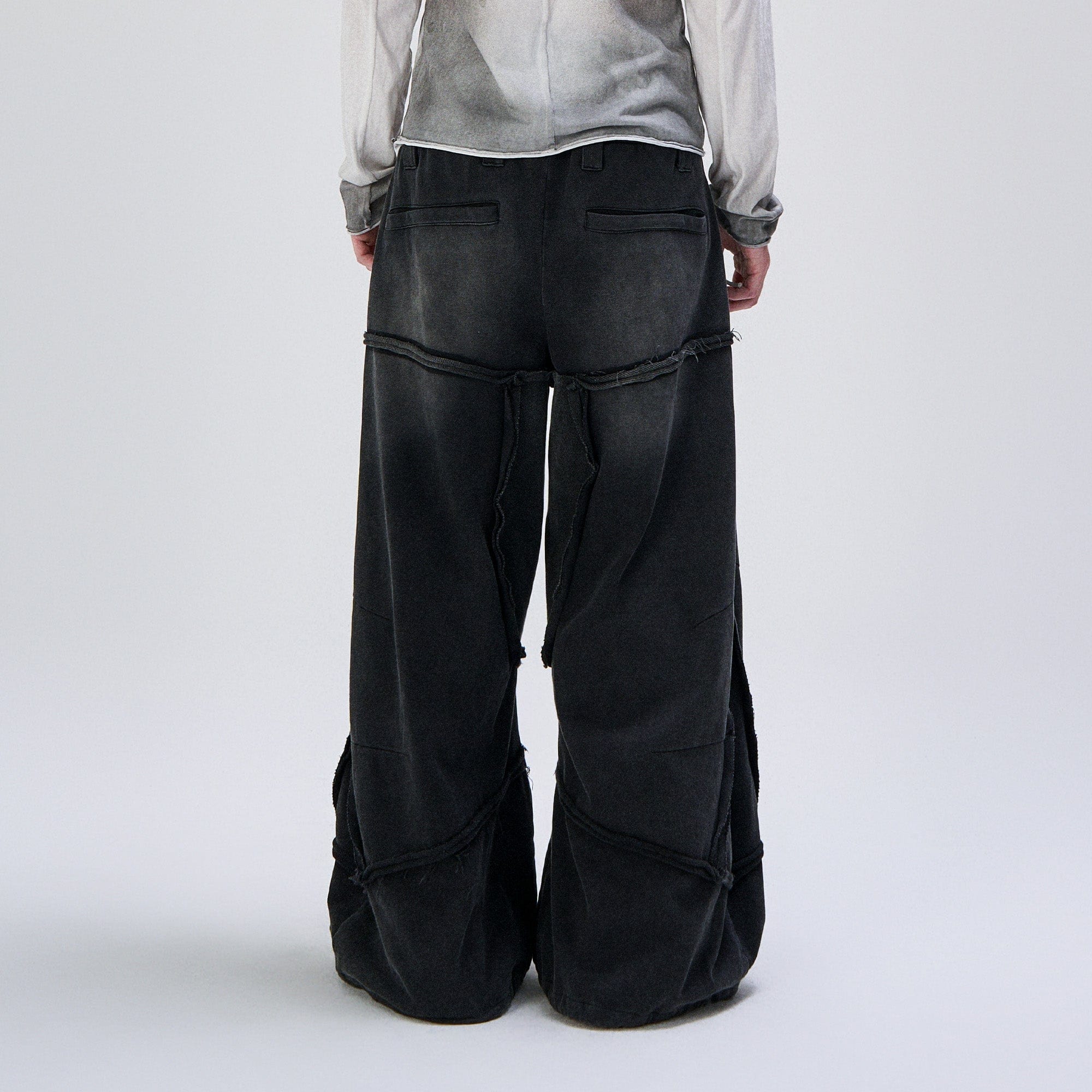 FLYERRER Washed Double-Waist Bullet Rivet Baggy Sweatpants, premium urban and streetwear designers apparel on PROJECTISR.com, FLYERRER