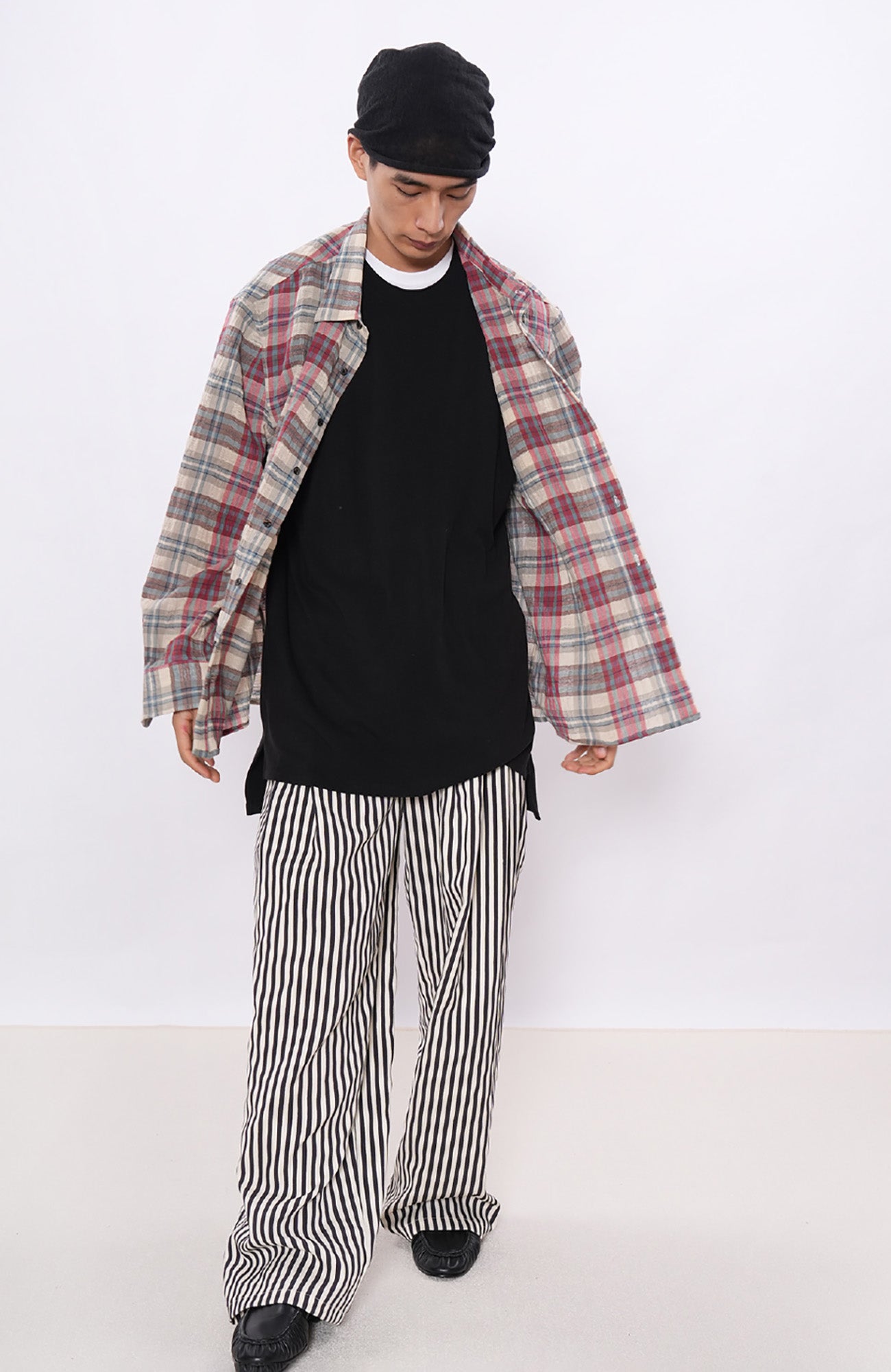 7440 37 1 Retro Linen-Blend Plaid Overshirt, premium urban and streetwear designers apparel on PROJECTISR.com, 7440 37 1