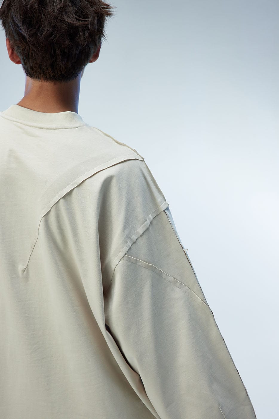 WHISTLEHUNTER Asymmetric Cut Logo Patched L/S Tee, premium urban and streetwear designers apparel on PROJECTISR.com, WHISTLEHUNTER