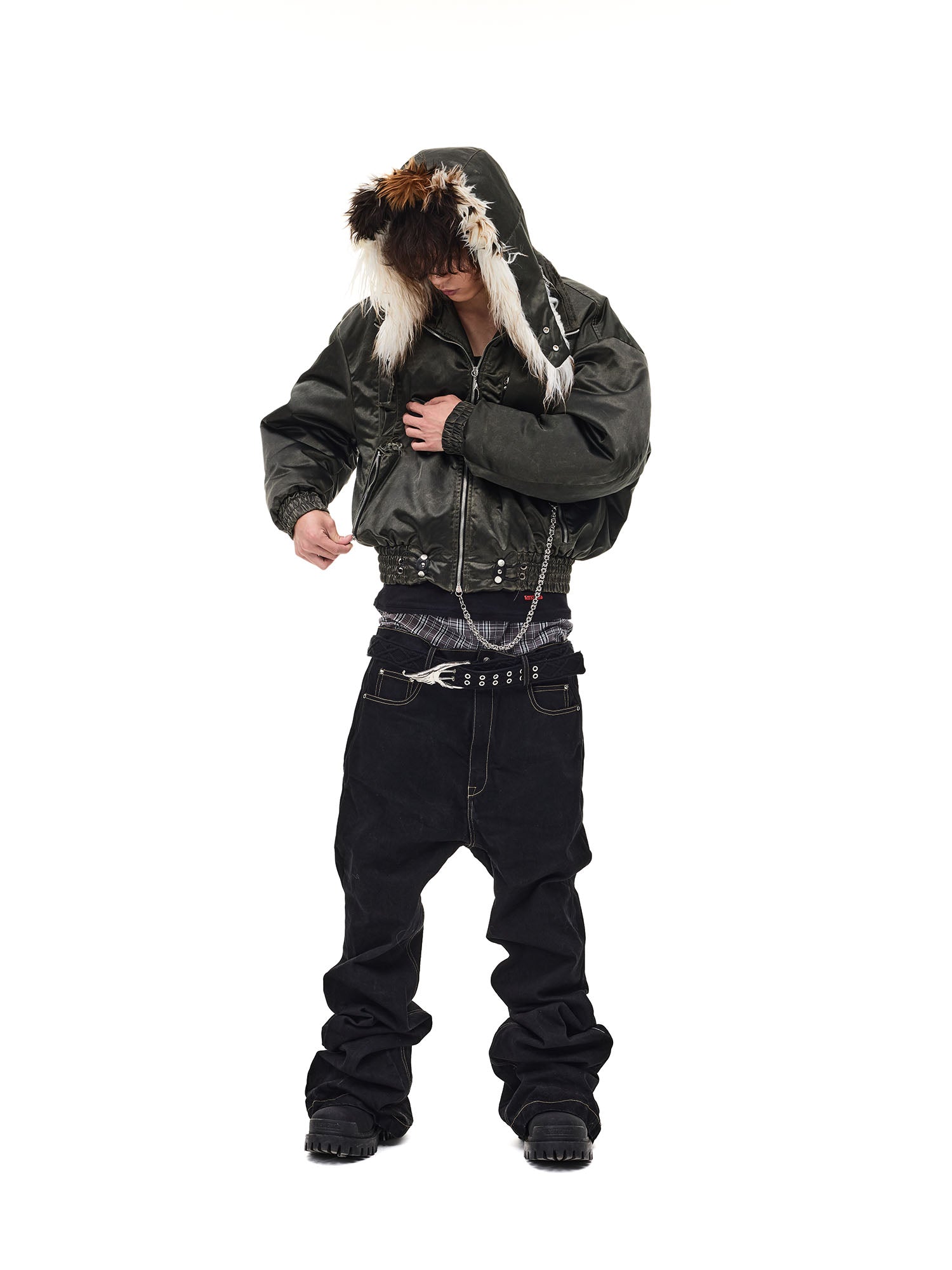 WHISTLEHUNTER Detachable Faux-Fur Hooded Bomber Jacket, premium urban and streetwear designers apparel on PROJECTISR.com, WHISTLEHUNTER