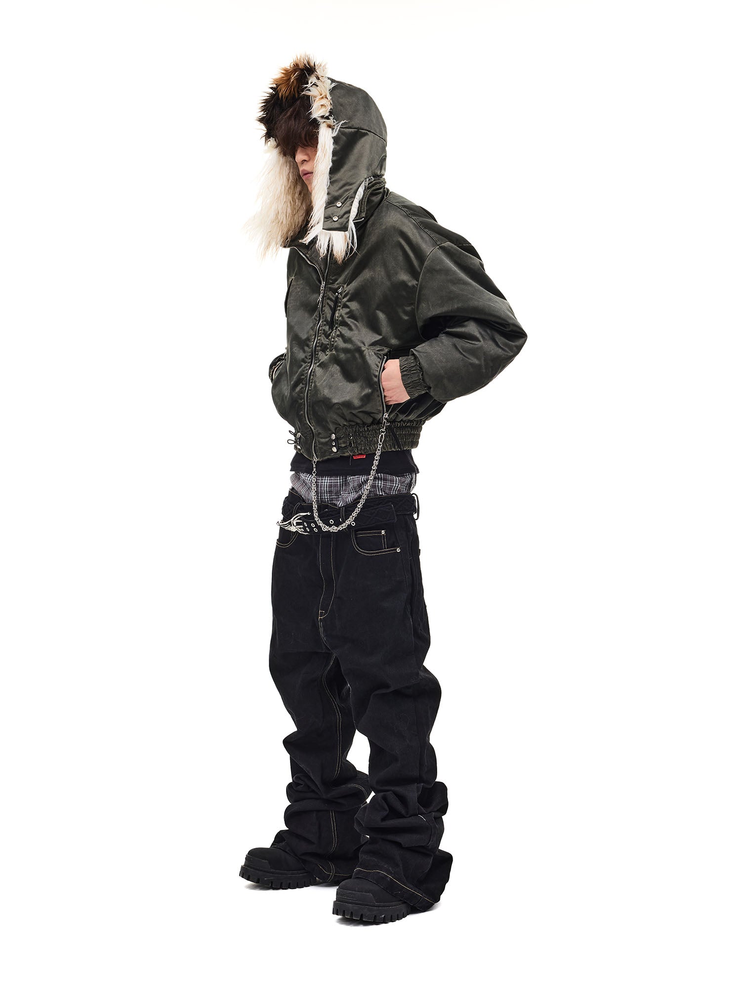 WHISTLEHUNTER Detachable Faux-Fur Hooded Bomber Jacket, premium urban and streetwear designers apparel on PROJECTISR.com, WHISTLEHUNTER