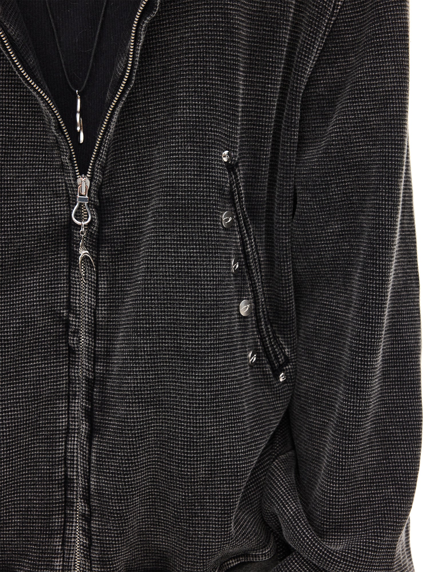 WHISTLEHUNTER Washed Waffle Studded Zip-Up Hoodie, premium urban and streetwear designers apparel on PROJECTISR.com, WHISTLEHUNTER