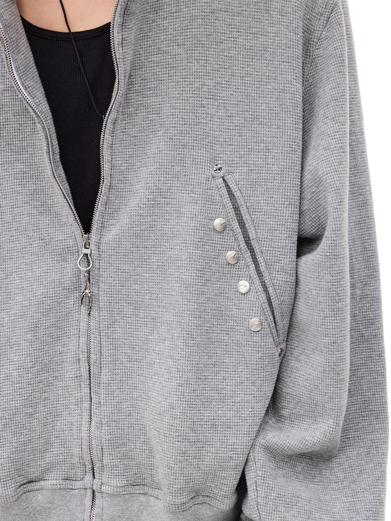 WHISTLEHUNTER Washed Waffle Studded Zip-Up Hoodie, premium urban and streetwear designers apparel on PROJECTISR.com, WHISTLEHUNTER