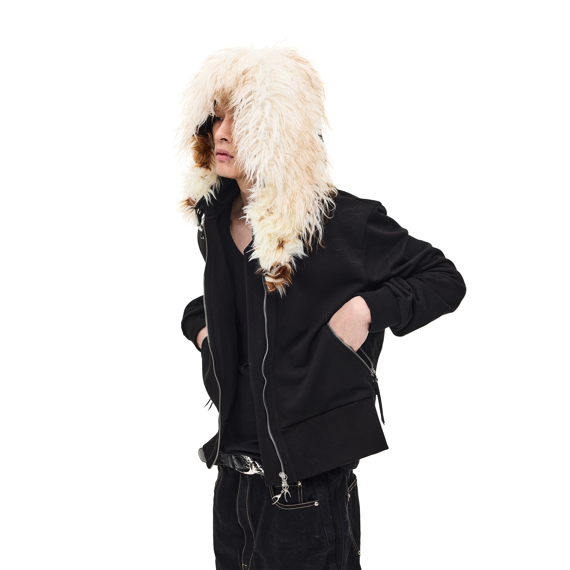 WHISTLEHUNTER Detachable Faux Fur Collar Zip-Up Hoodie, premium urban and streetwear designers apparel on PROJECTISR.com, WHISTLEHUNTER
