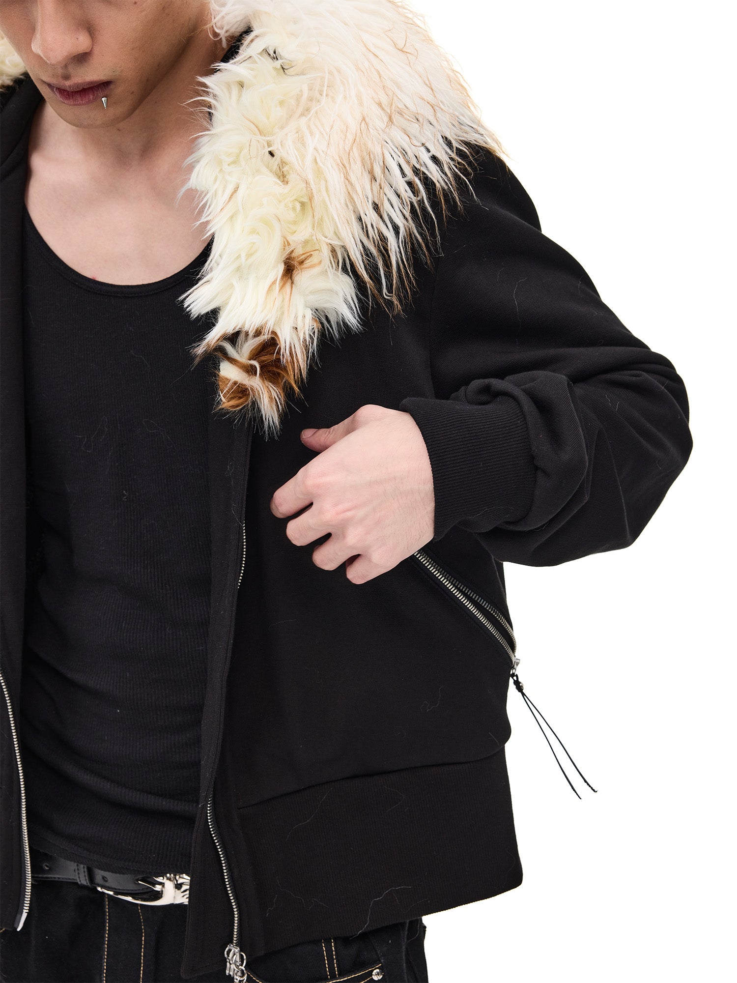 WHISTLEHUNTER Detachable Faux Fur Collar Zip-Up Hoodie, premium urban and streetwear designers apparel on PROJECTISR.com, WHISTLEHUNTER