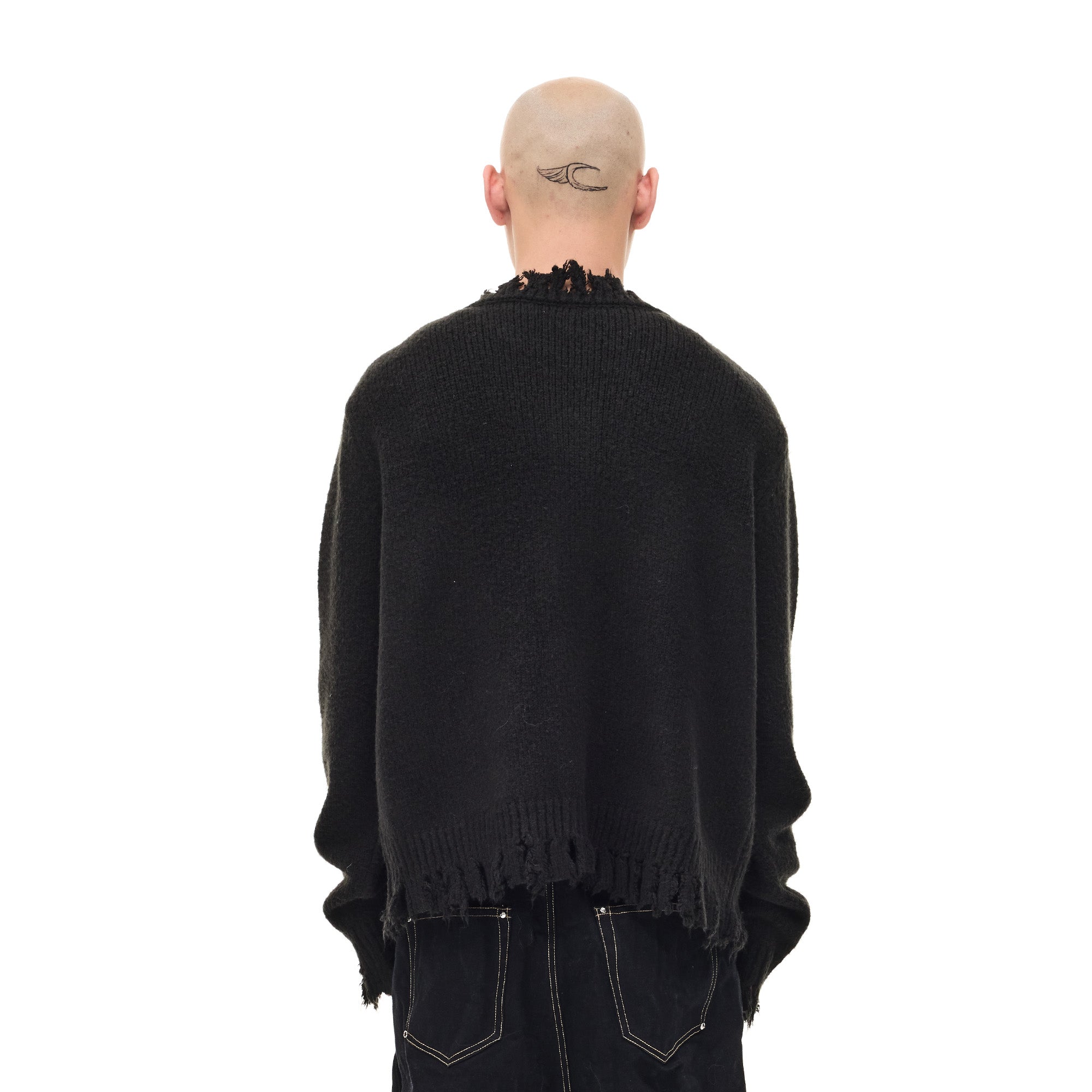 WHISTLEHUNTER Distressed Frayed-Edge Badge Cardigan, premium urban and streetwear designers apparel on PROJECTISR.com, WHISTLEHUNTER