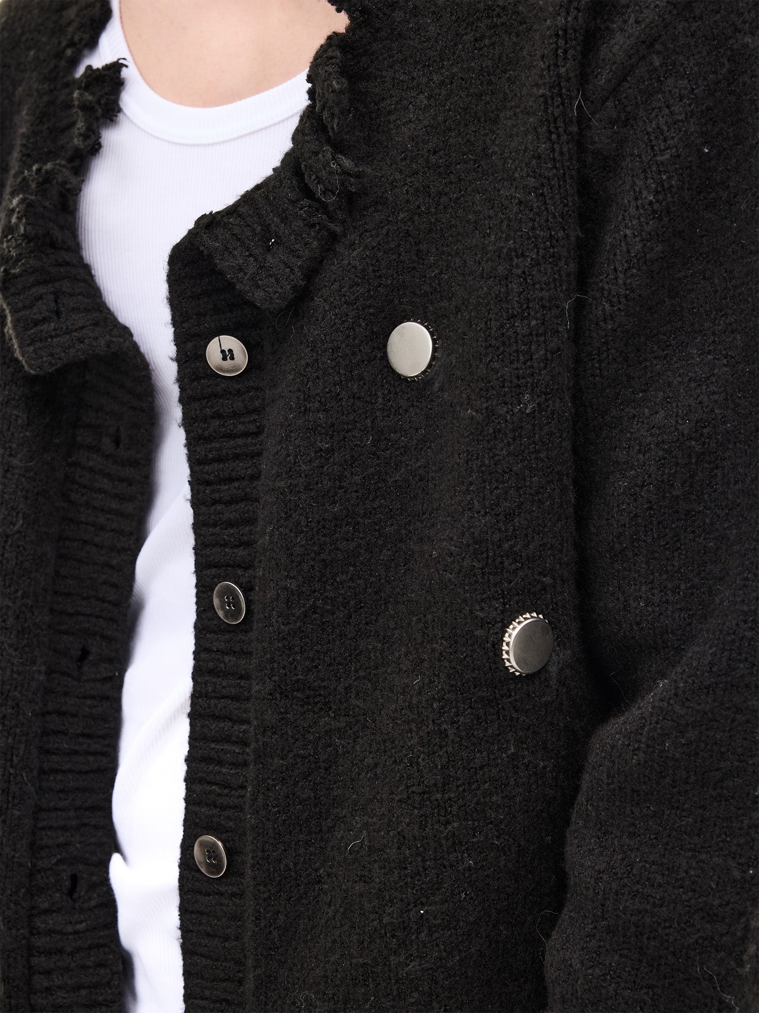 WHISTLEHUNTER Distressed Frayed-Edge Badge Cardigan, premium urban and streetwear designers apparel on PROJECTISR.com, WHISTLEHUNTER