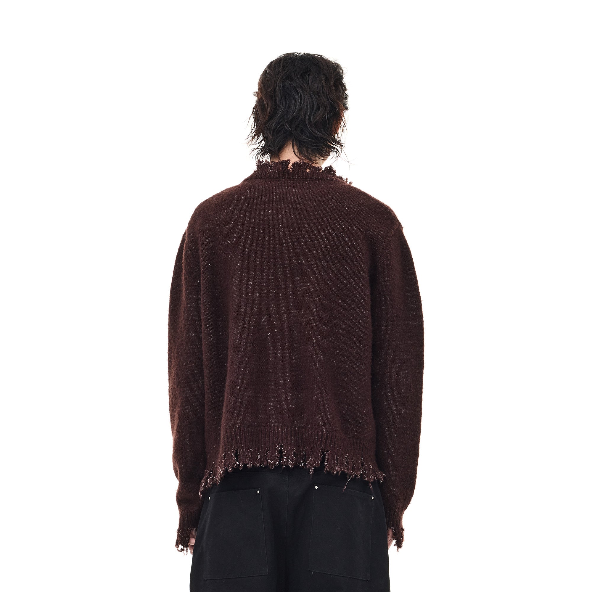 WHISTLEHUNTER Distressed Frayed-Edge Badge Cardigan, premium urban and streetwear designers apparel on PROJECTISR.com, WHISTLEHUNTER