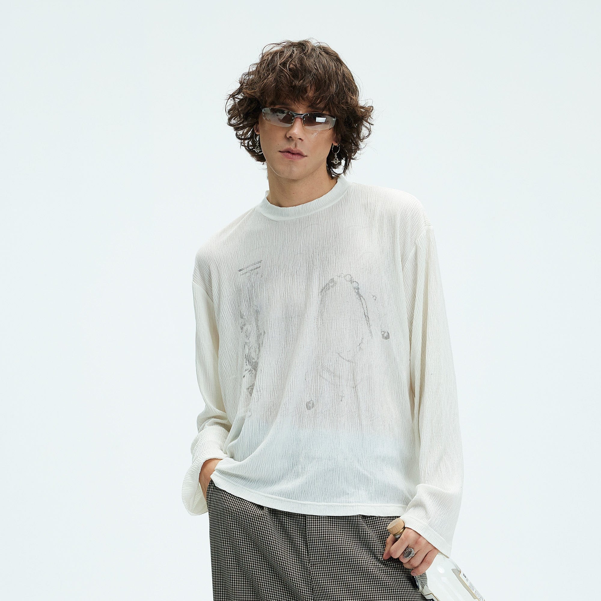 WHISTLEHUNTER Distressed Graphics Slub Cotton Long-Sleeve T-Shirt, premium urban and streetwear designers apparel on PROJECTISR.com, WHISTLEHUNTER