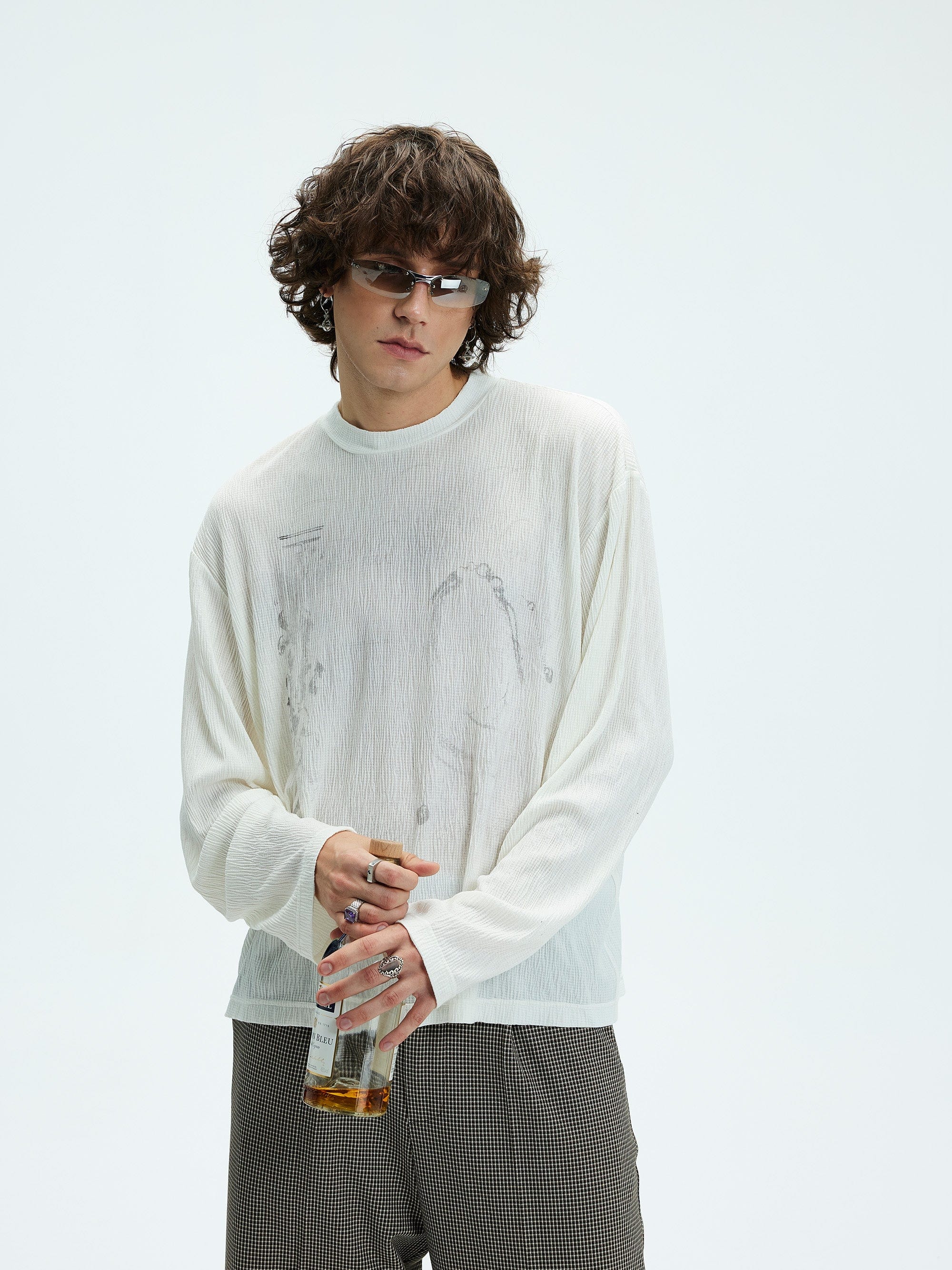 WHISTLEHUNTER Distressed Graphics Slub Cotton Long-Sleeve T-Shirt, premium urban and streetwear designers apparel on PROJECTISR.com, WHISTLEHUNTER