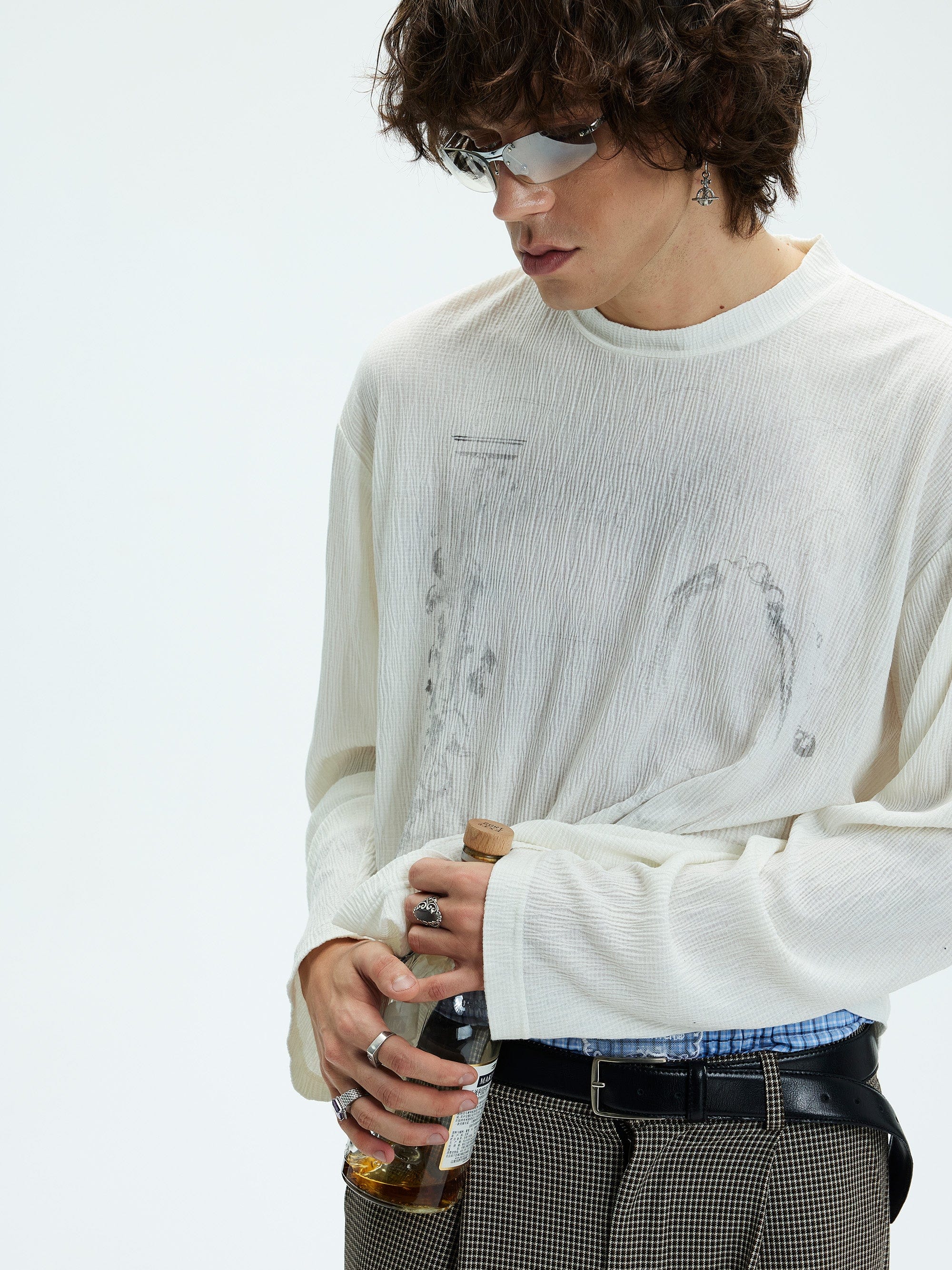 WHISTLEHUNTER Distressed Graphics Slub Cotton Long-Sleeve T-Shirt, premium urban and streetwear designers apparel on PROJECTISR.com, WHISTLEHUNTER