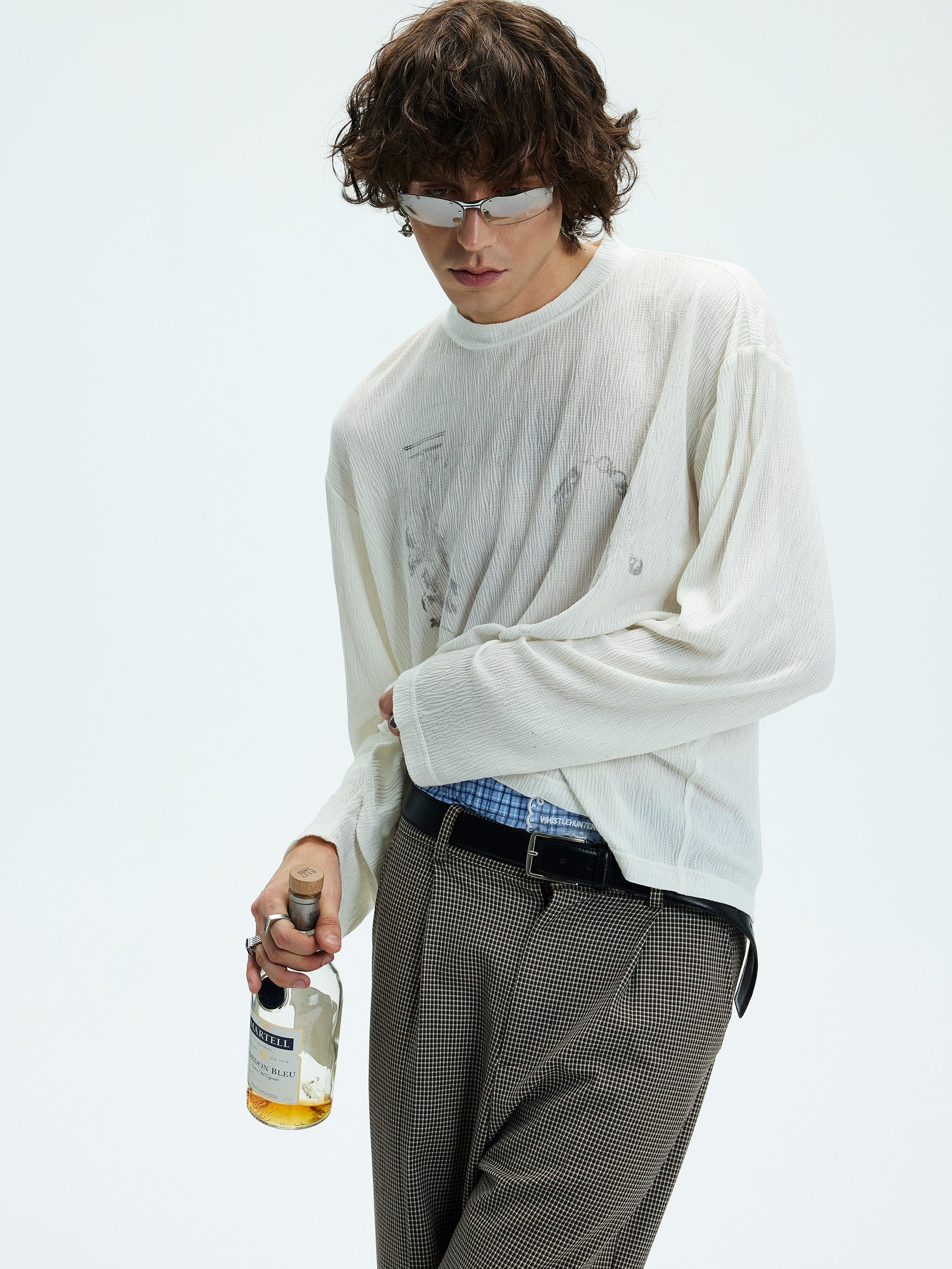WHISTLEHUNTER Distressed Graphics Slub Cotton Long-Sleeve T-Shirt, premium urban and streetwear designers apparel on PROJECTISR.com, WHISTLEHUNTER