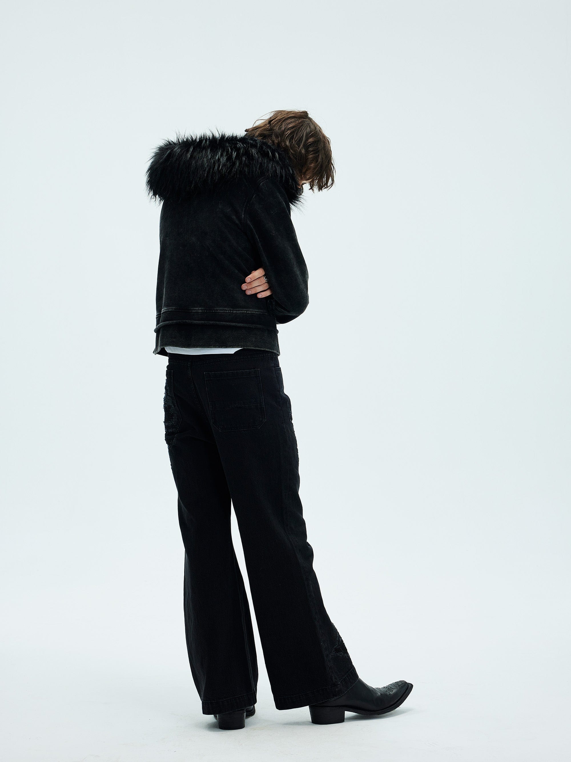 WHISTLEHUNTER Detachable Collar Washed Zip-Up Hoodie, premium urban and streetwear designers apparel on PROJECTISR.com, WHISTLEHUNTER