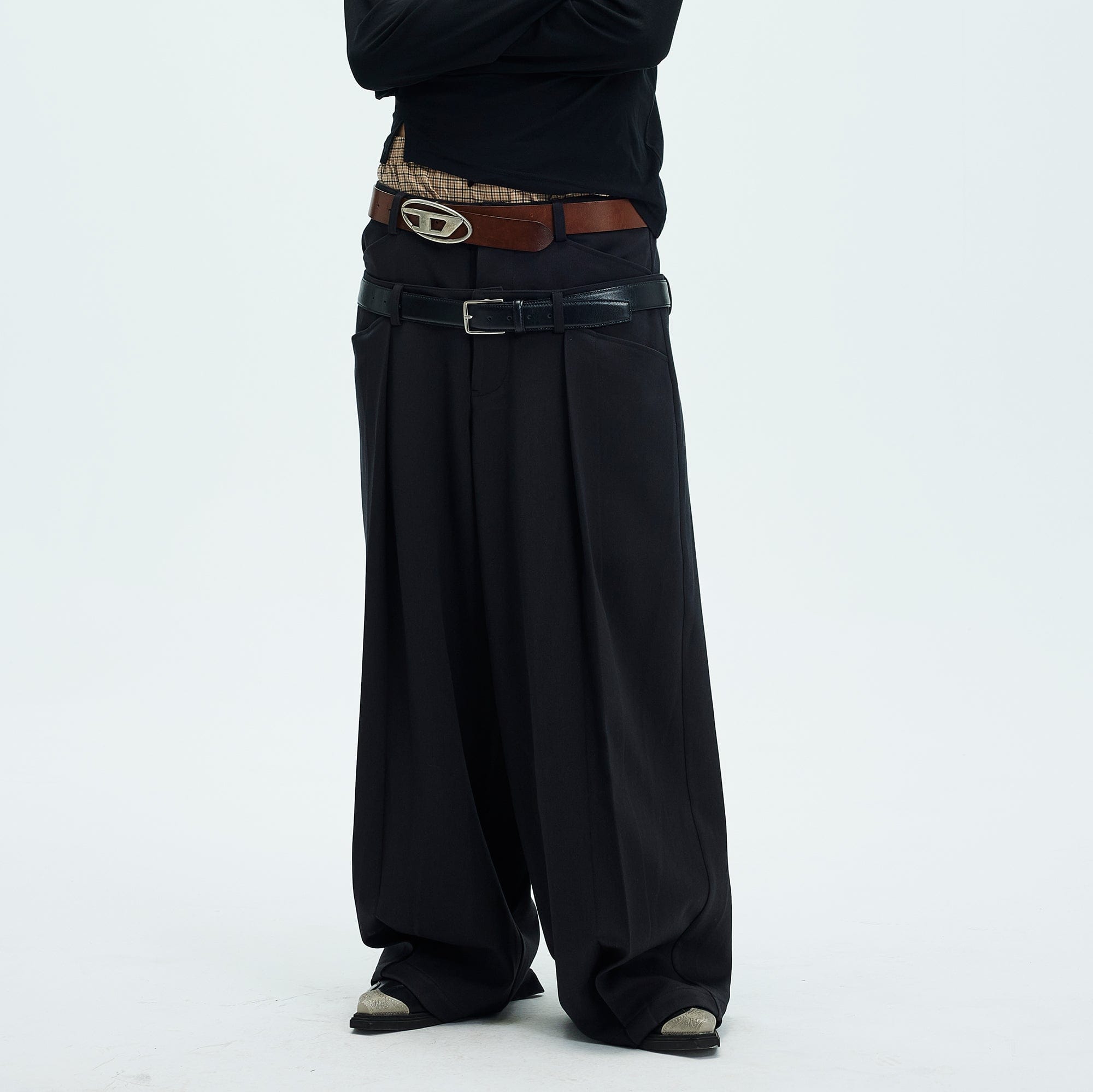 WHISTLEHUNTER Double-Waist Pleated Trousers, premium urban and streetwear designers apparel on PROJECTISR.com, WHISTLEHUNTER