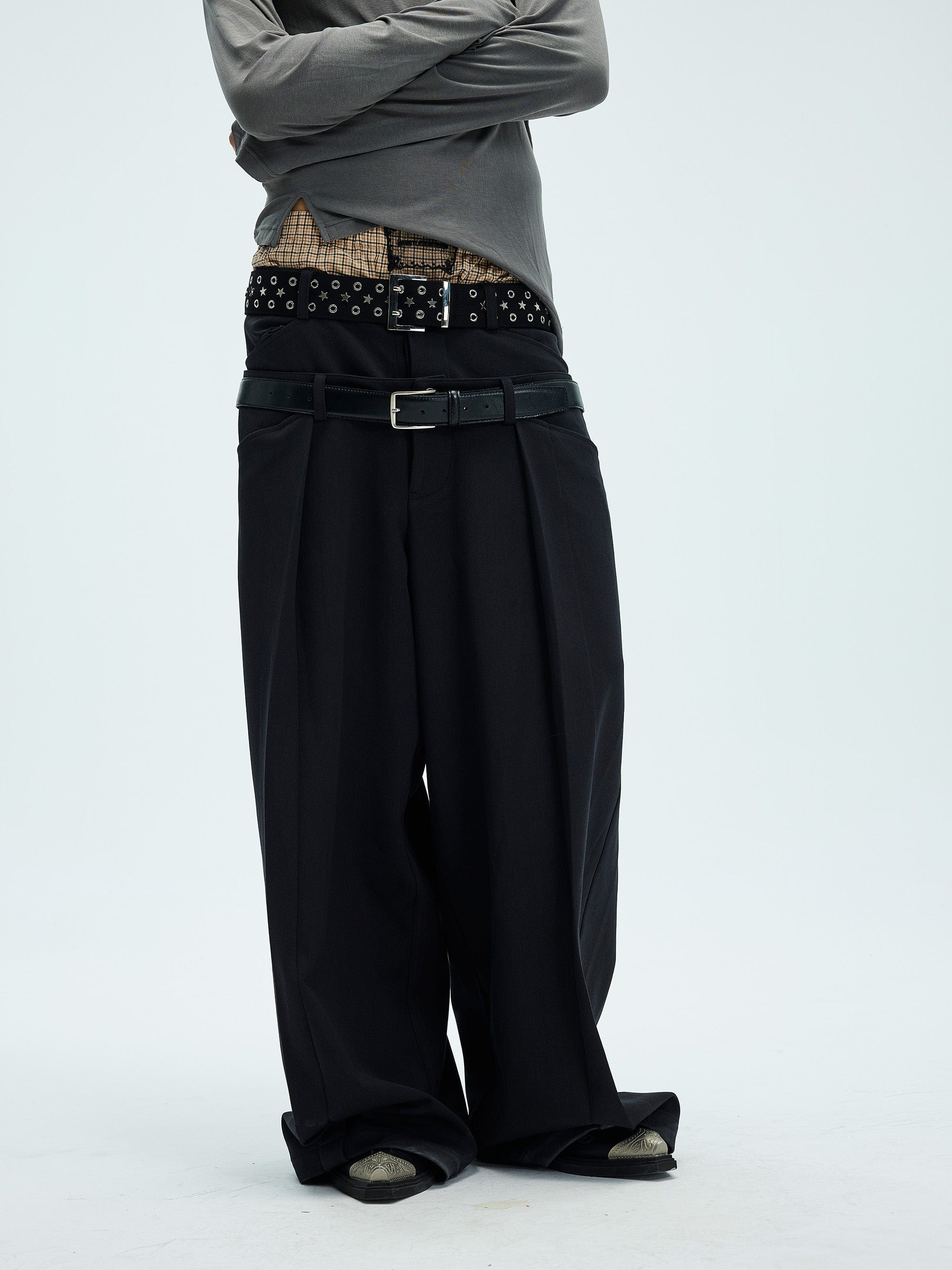 WHISTLEHUNTER Double-Waist Pleated Trousers, premium urban and streetwear designers apparel on PROJECTISR.com, WHISTLEHUNTER