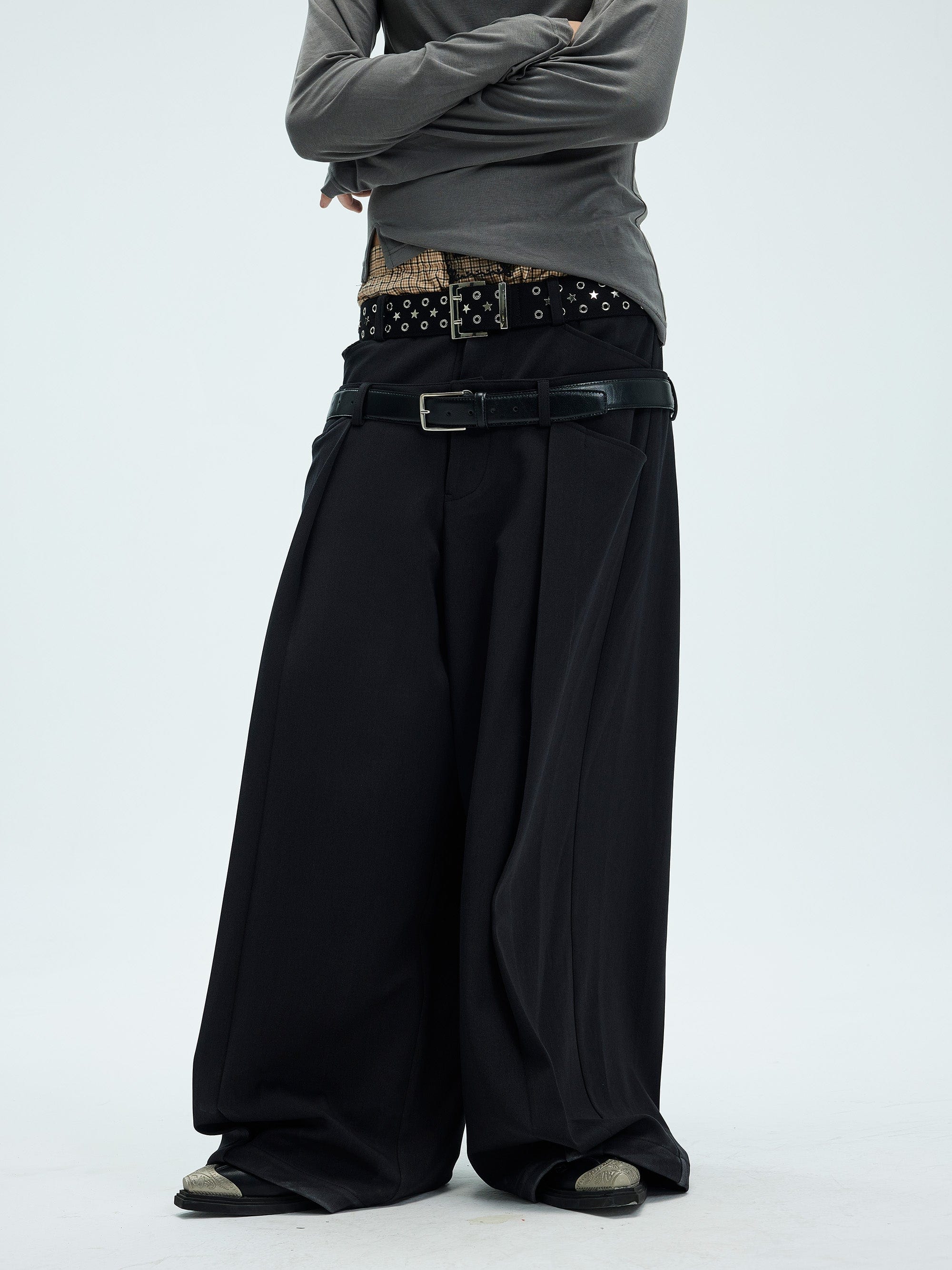 WHISTLEHUNTER Double-Waist Pleated Trousers, premium urban and streetwear designers apparel on PROJECTISR.com, WHISTLEHUNTER
