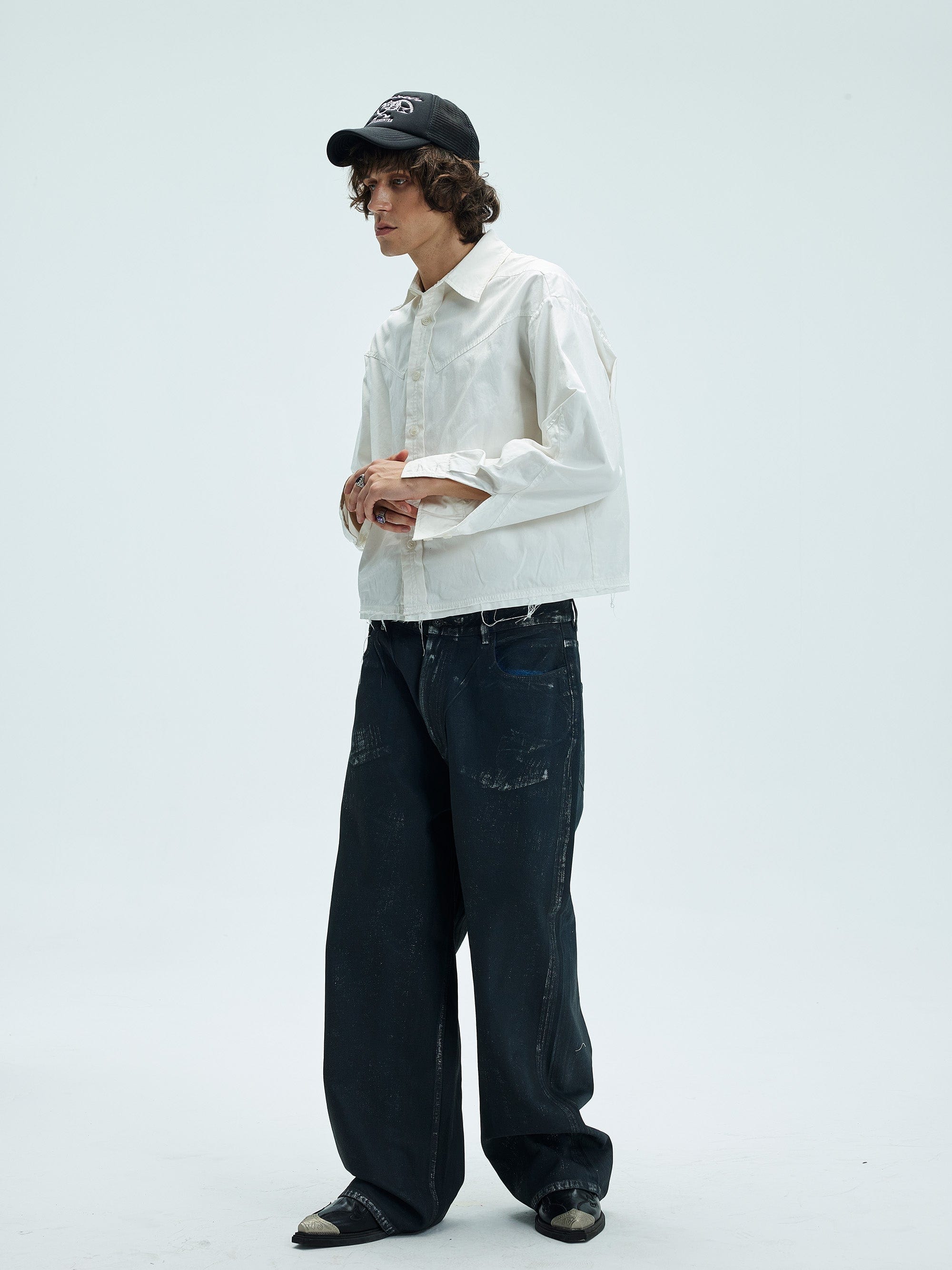 WHISTLEHUNTER Aged Waxed Pockets Jeans, premium urban and streetwear designers apparel on PROJECTISR.com, WHISTLEHUNTER