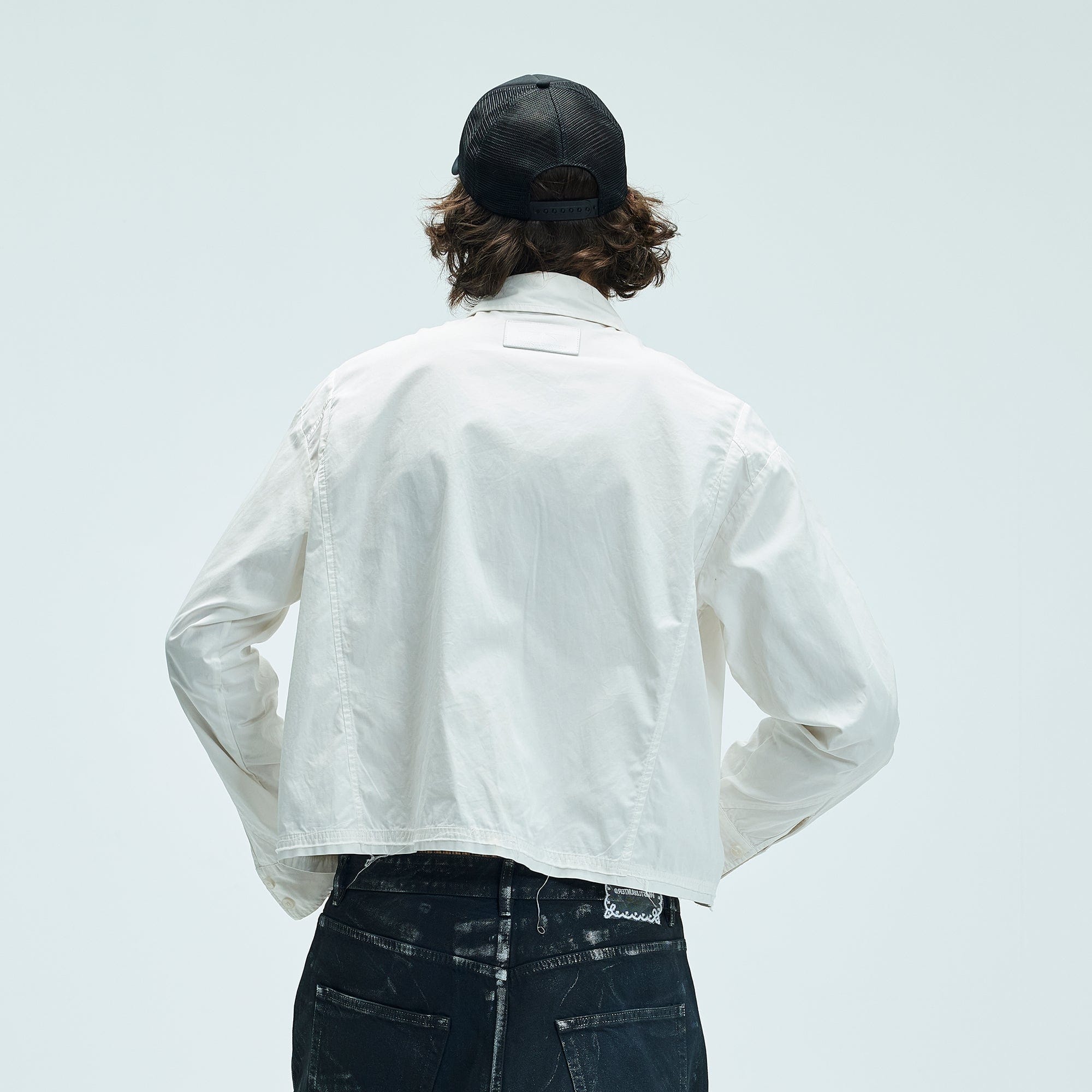 WHISTLEHUNTER Deconstructed Leather Label Shirt, premium urban and streetwear designers apparel on PROJECTISR.com, WHISTLEHUNTER