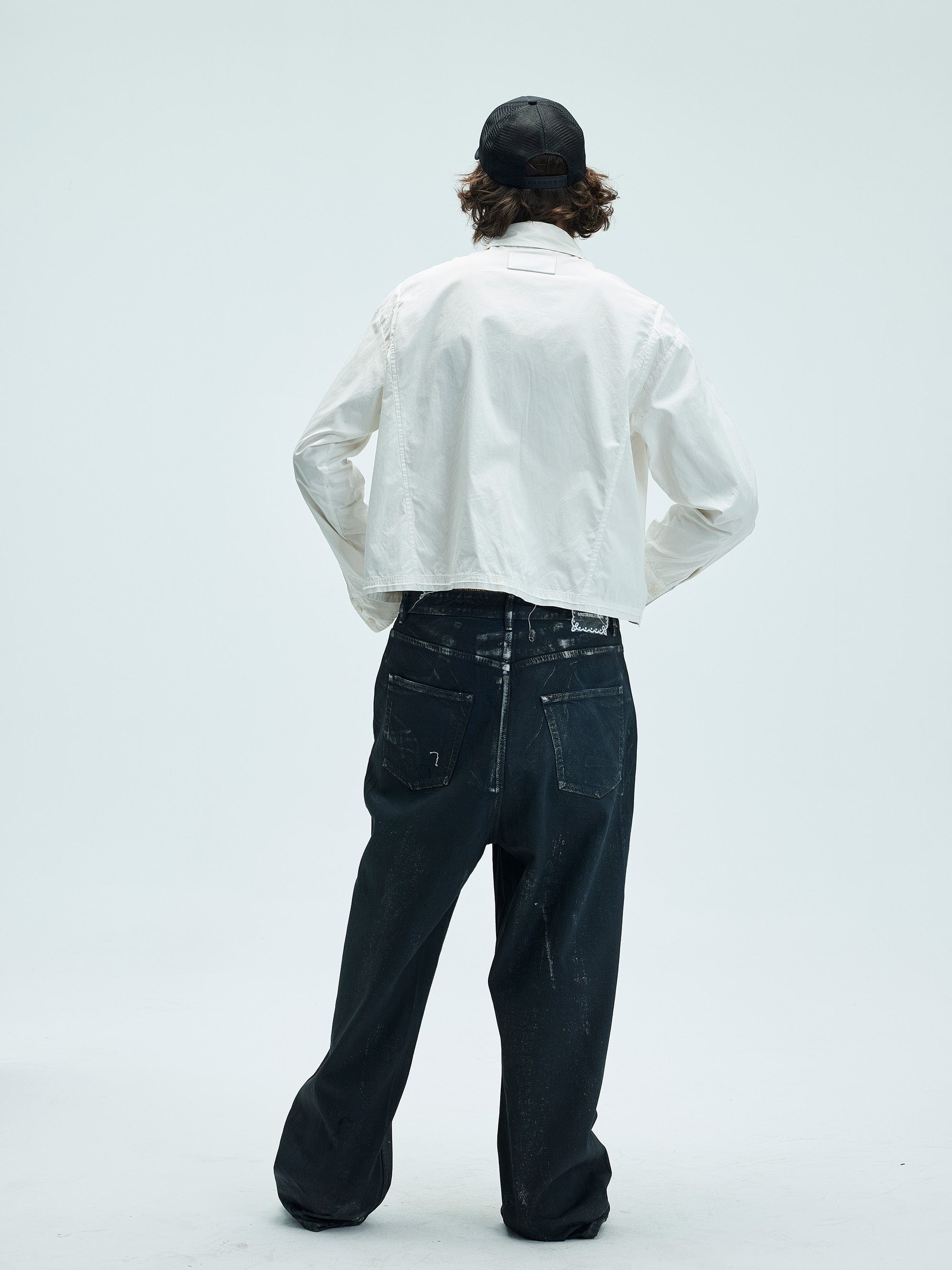 WHISTLEHUNTER Deconstructed Leather Label Shirt, premium urban and streetwear designers apparel on PROJECTISR.com, WHISTLEHUNTER