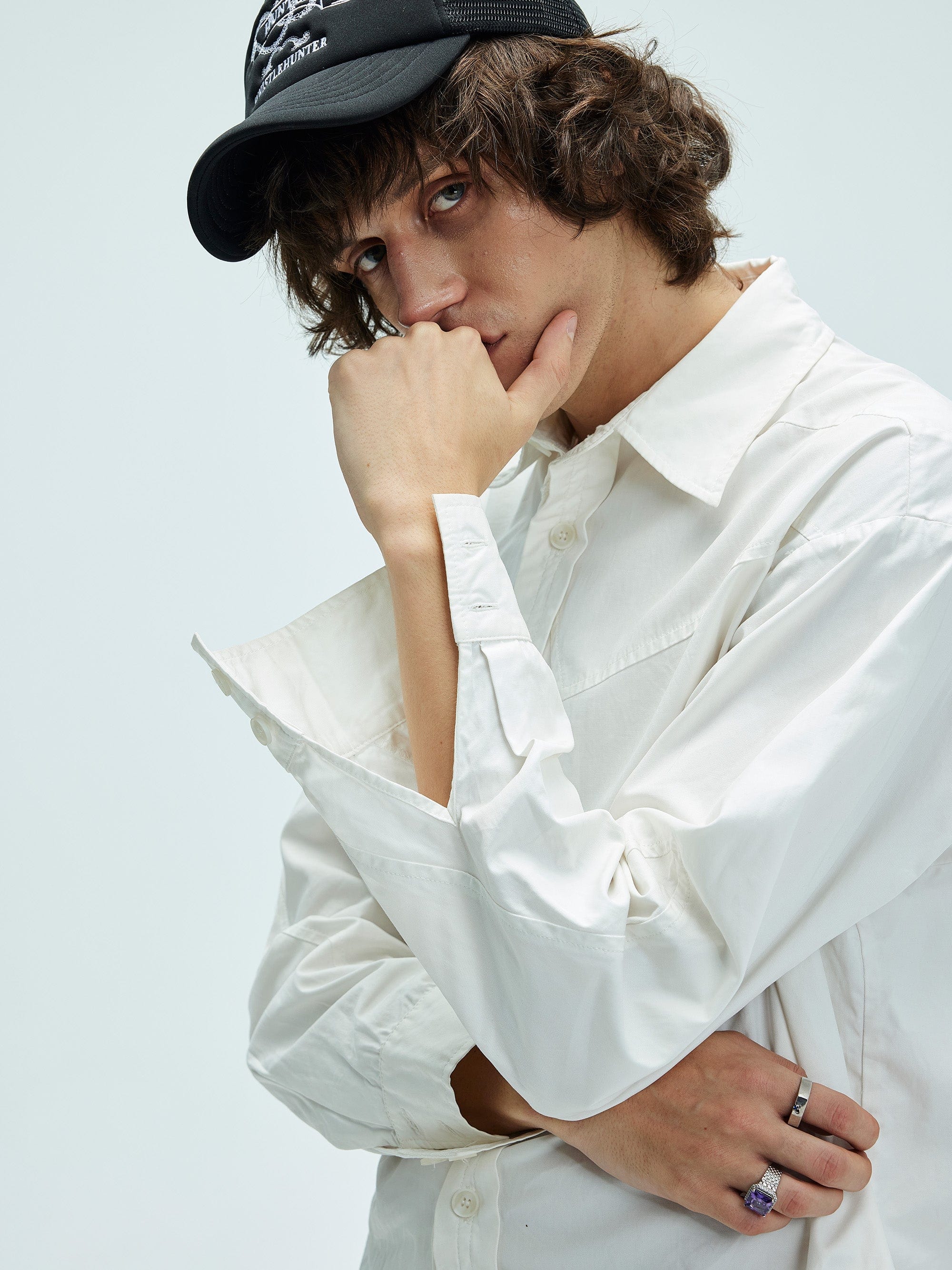 WHISTLEHUNTER Deconstructed Leather Label Shirt, premium urban and streetwear designers apparel on PROJECTISR.com, WHISTLEHUNTER