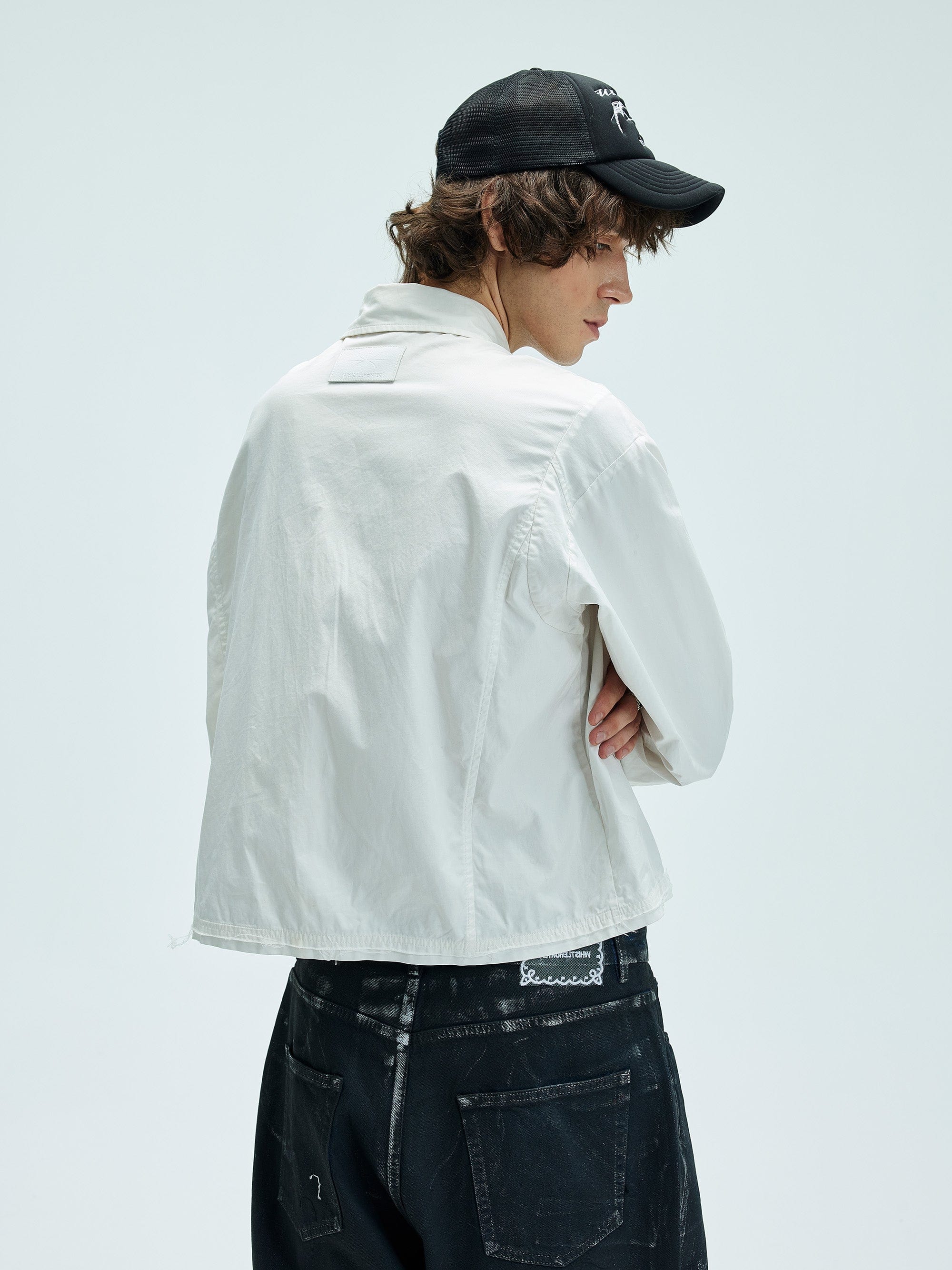 WHISTLEHUNTER Deconstructed Leather Label Shirt, premium urban and streetwear designers apparel on PROJECTISR.com, WHISTLEHUNTER