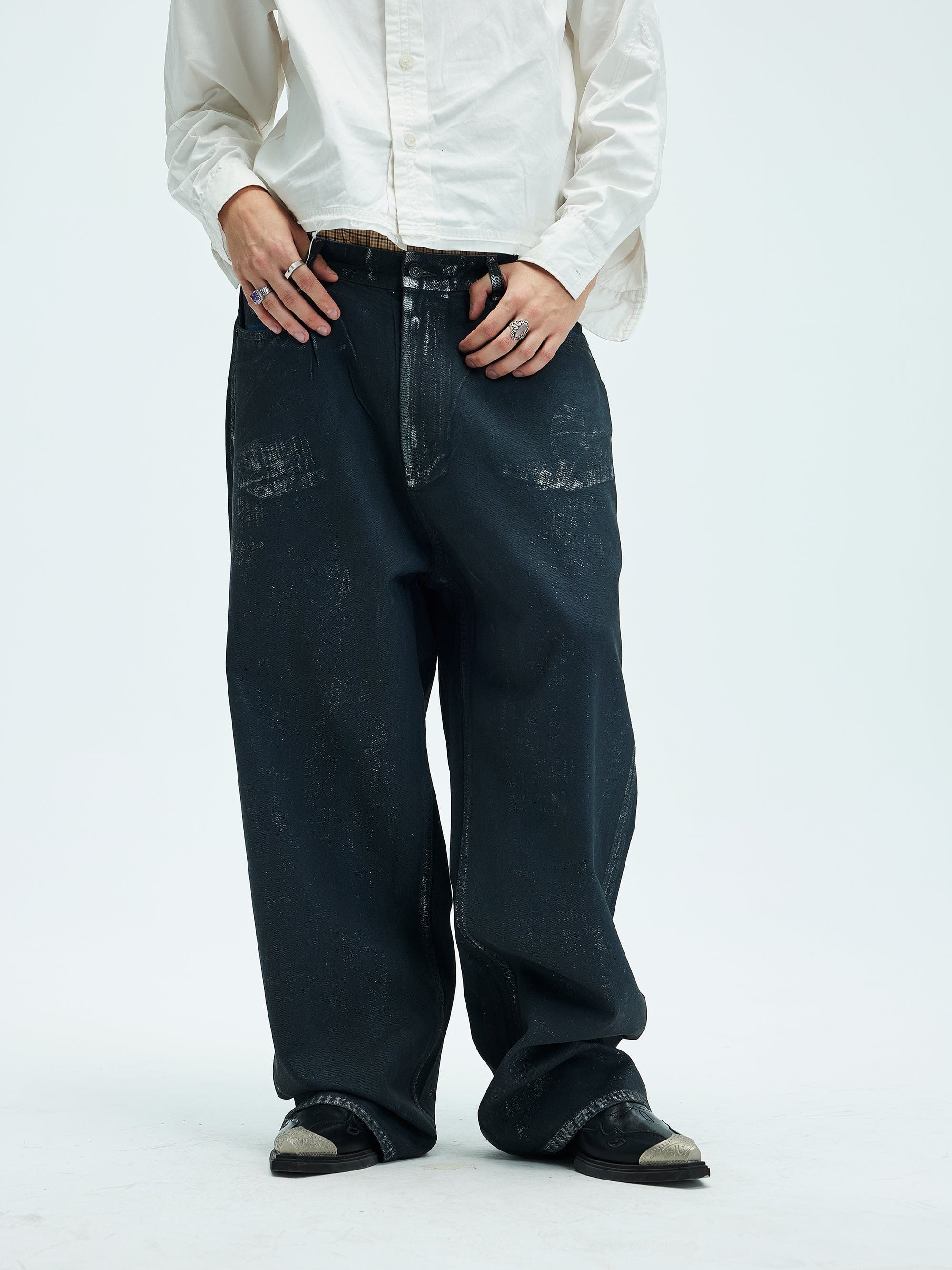 WHISTLEHUNTER Aged Waxed Pockets Jeans, premium urban and streetwear designers apparel on PROJECTISR.com, WHISTLEHUNTER