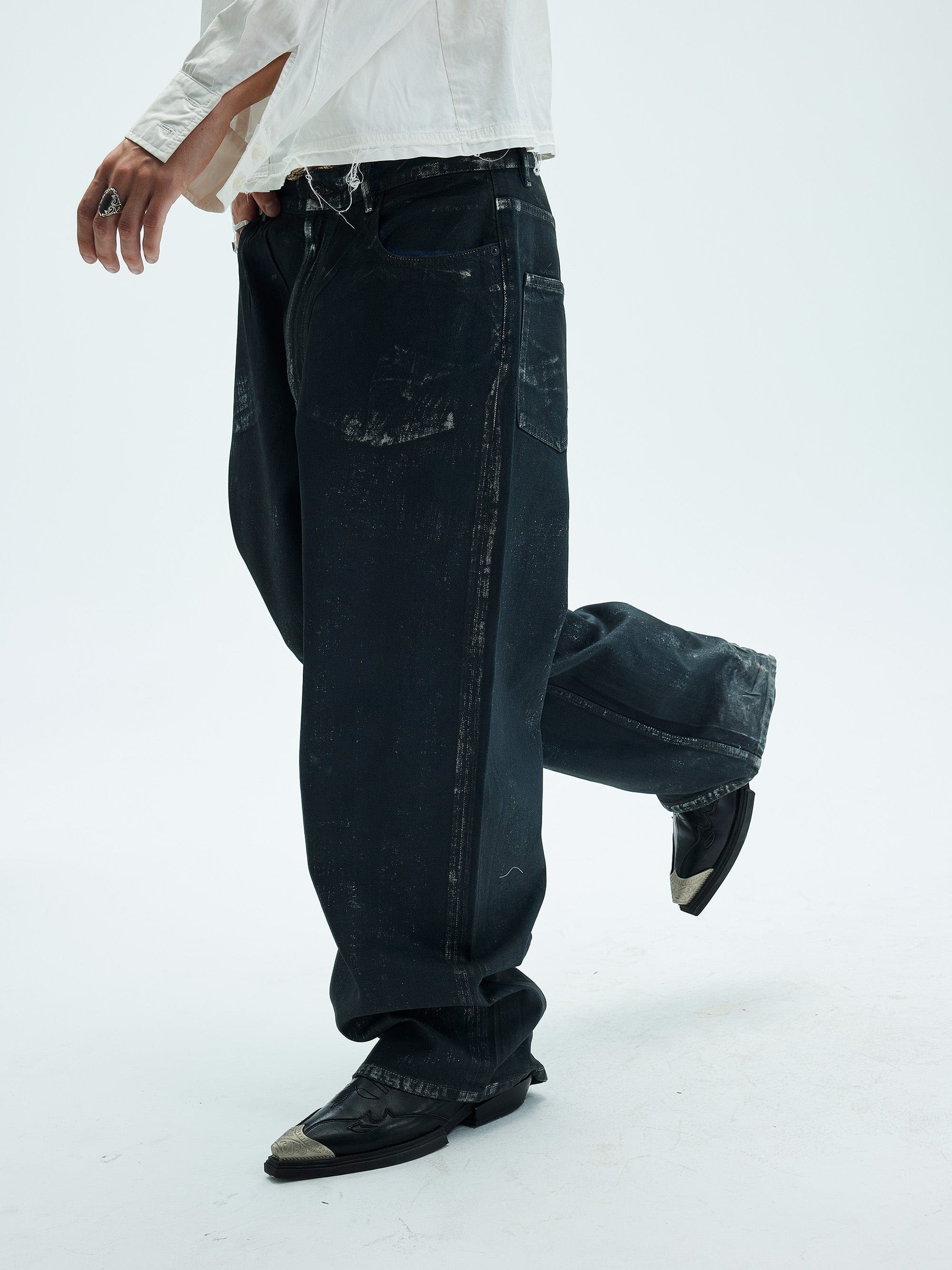 WHISTLEHUNTER Aged Waxed Pockets Jeans, premium urban and streetwear designers apparel on PROJECTISR.com, WHISTLEHUNTER
