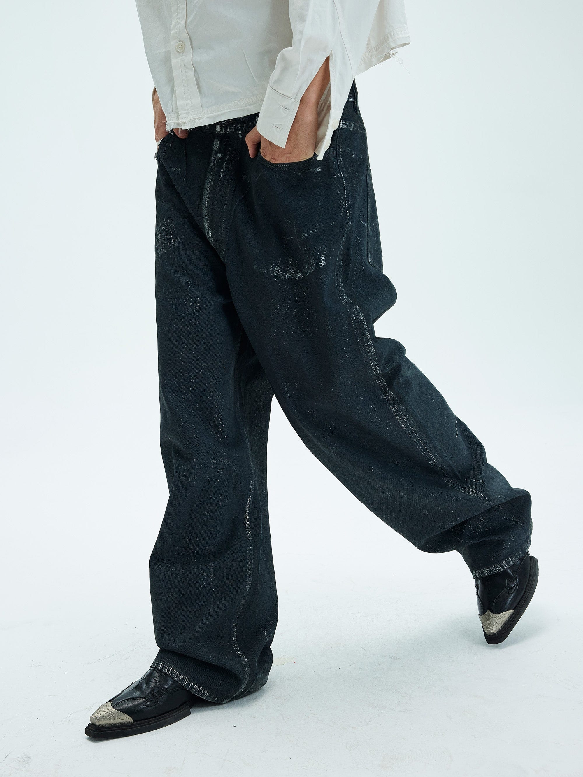 WHISTLEHUNTER Aged Waxed Pockets Jeans, premium urban and streetwear designers apparel on PROJECTISR.com, WHISTLEHUNTER