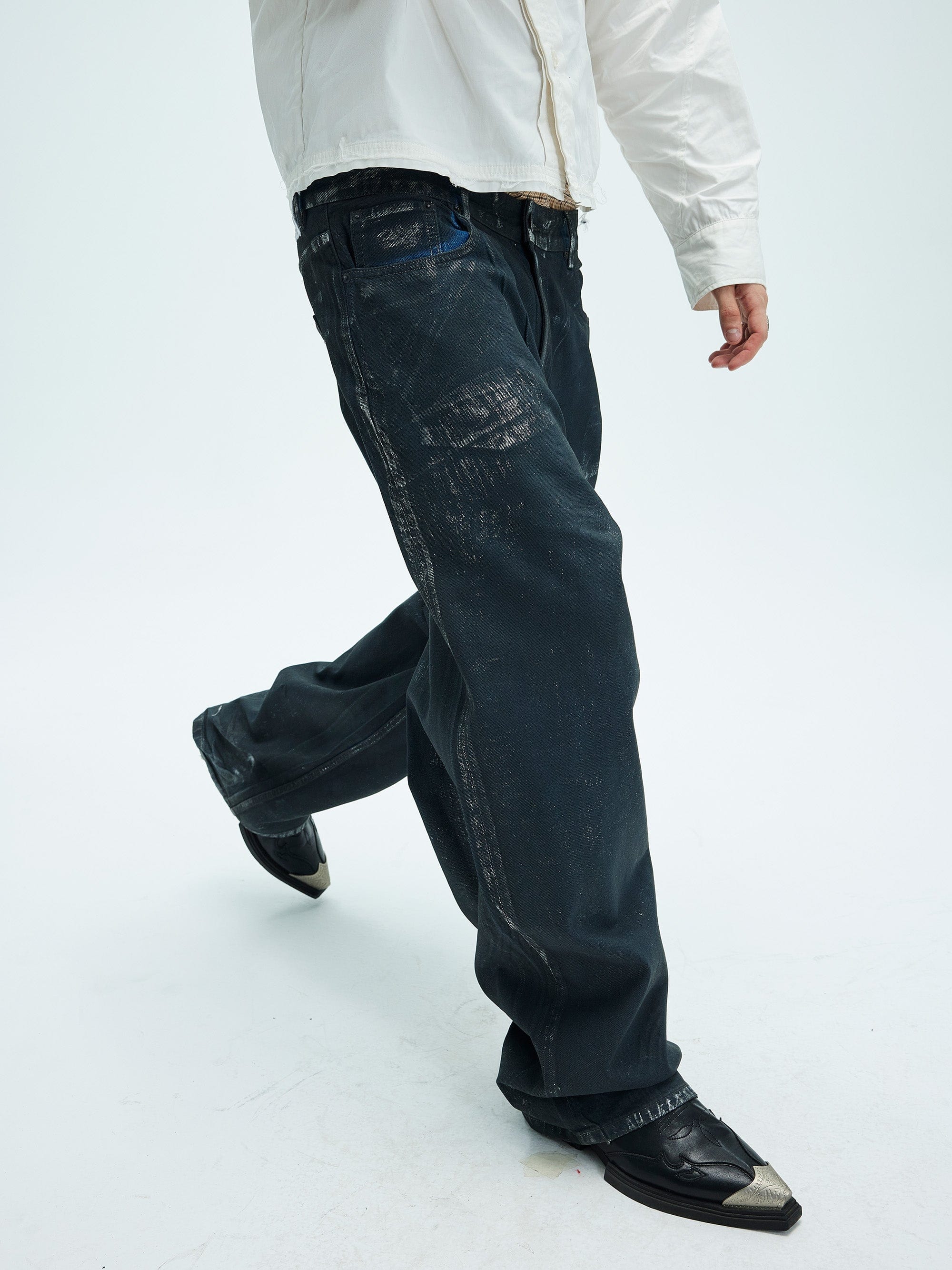 WHISTLEHUNTER Aged Waxed Pockets Jeans, premium urban and streetwear designers apparel on PROJECTISR.com, WHISTLEHUNTER