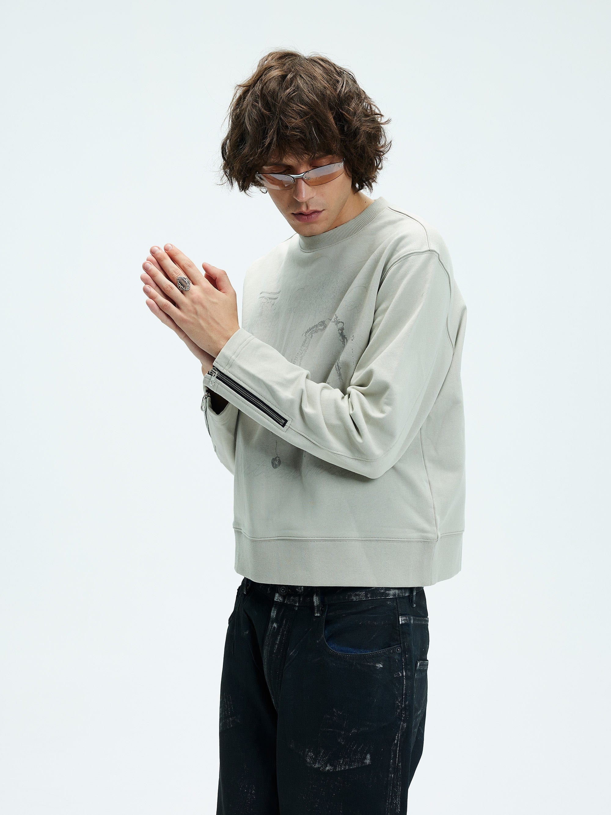 WHISTLEHUNTER Distressed Zipper Sweatshirt, premium urban and streetwear designers apparel on PROJECTISR.com, WHISTLEHUNTER