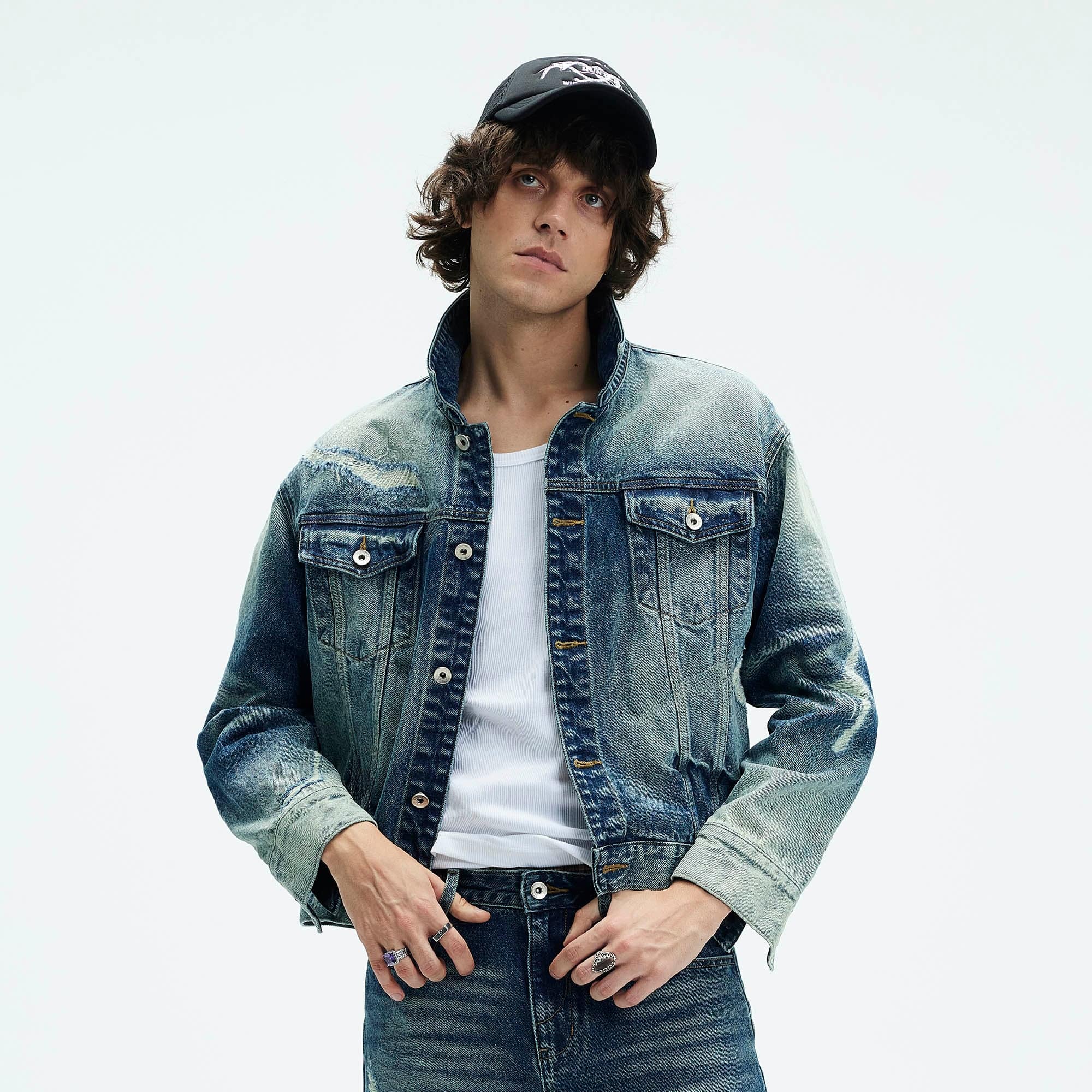 WHISTLEHUNTER Classic Distressed Ripped Denim Jacket, premium urban and streetwear designers apparel on PROJECTISR.com, WHISTLEHUNTER