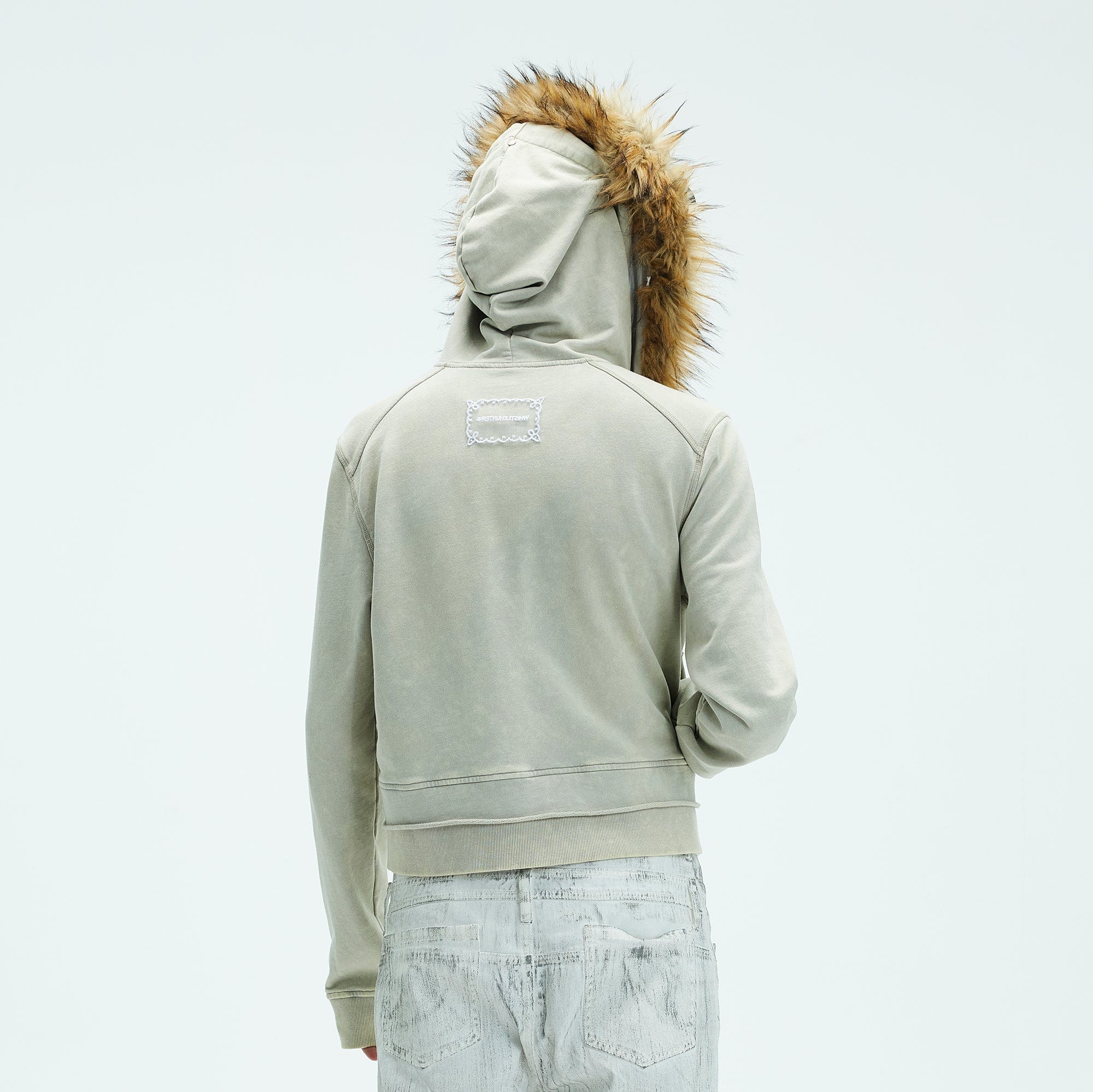 WHISTLEHUNTER Detachable Collar Washed Zip-Up Hoodie, premium urban and streetwear designers apparel on PROJECTISR.com, WHISTLEHUNTER