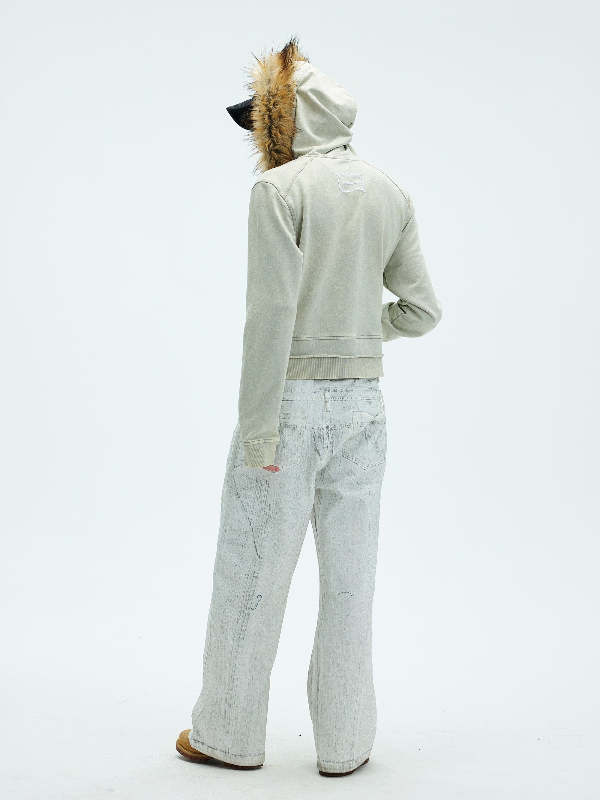 WHISTLEHUNTER Detachable Collar Washed Zip-Up Hoodie, premium urban and streetwear designers apparel on PROJECTISR.com, WHISTLEHUNTER