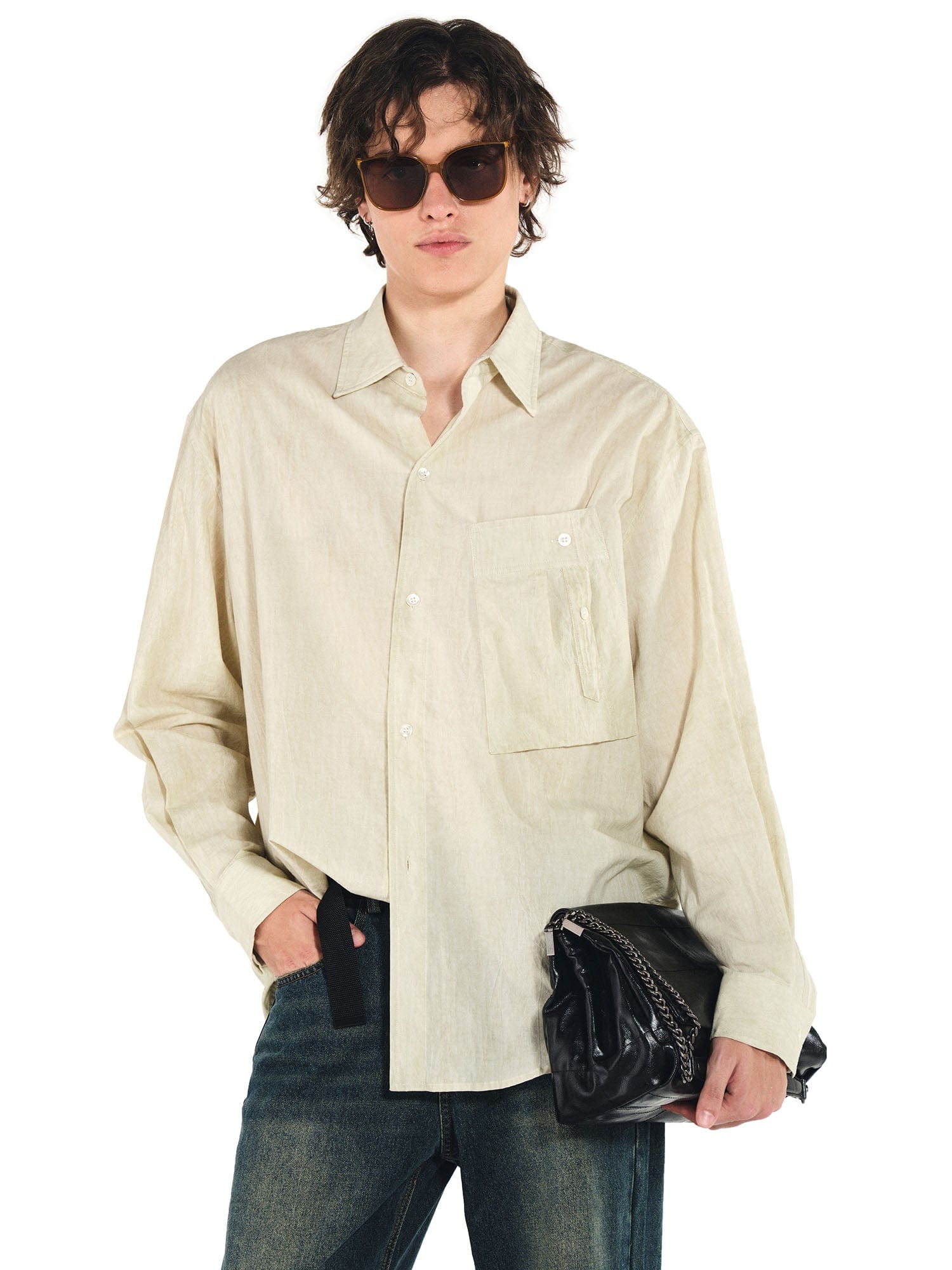 OVERLAPS Essential Crinkled Pocket Shirt, premium urban and streetwear designers apparel on PROJECTISR.com, OVERLAPS