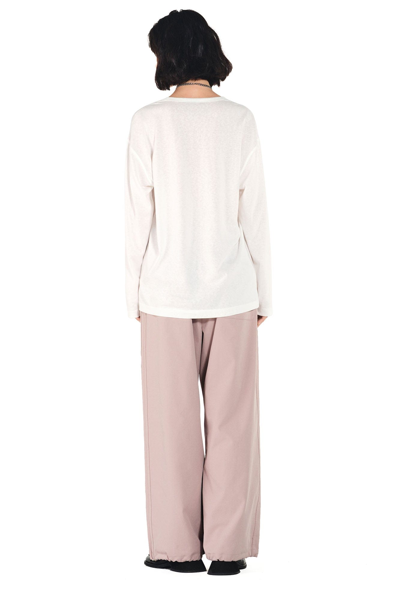 OVERLAPS Paneled Pleated-Knee Drawstring Wide-Leg Pants, premium urban and streetwear designers apparel on PROJECTISR.com, OVERLAPS
