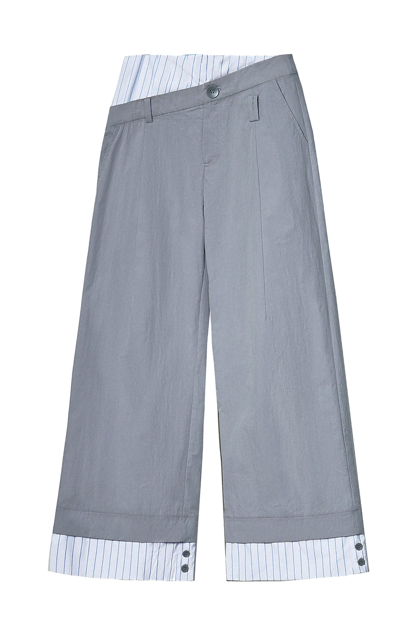 OIPWORD Asymmetrical Waist Faux-Layered Wide-Leg Pants, premium urban and streetwear designers apparel on PROJECTISR.com, OIPWORD