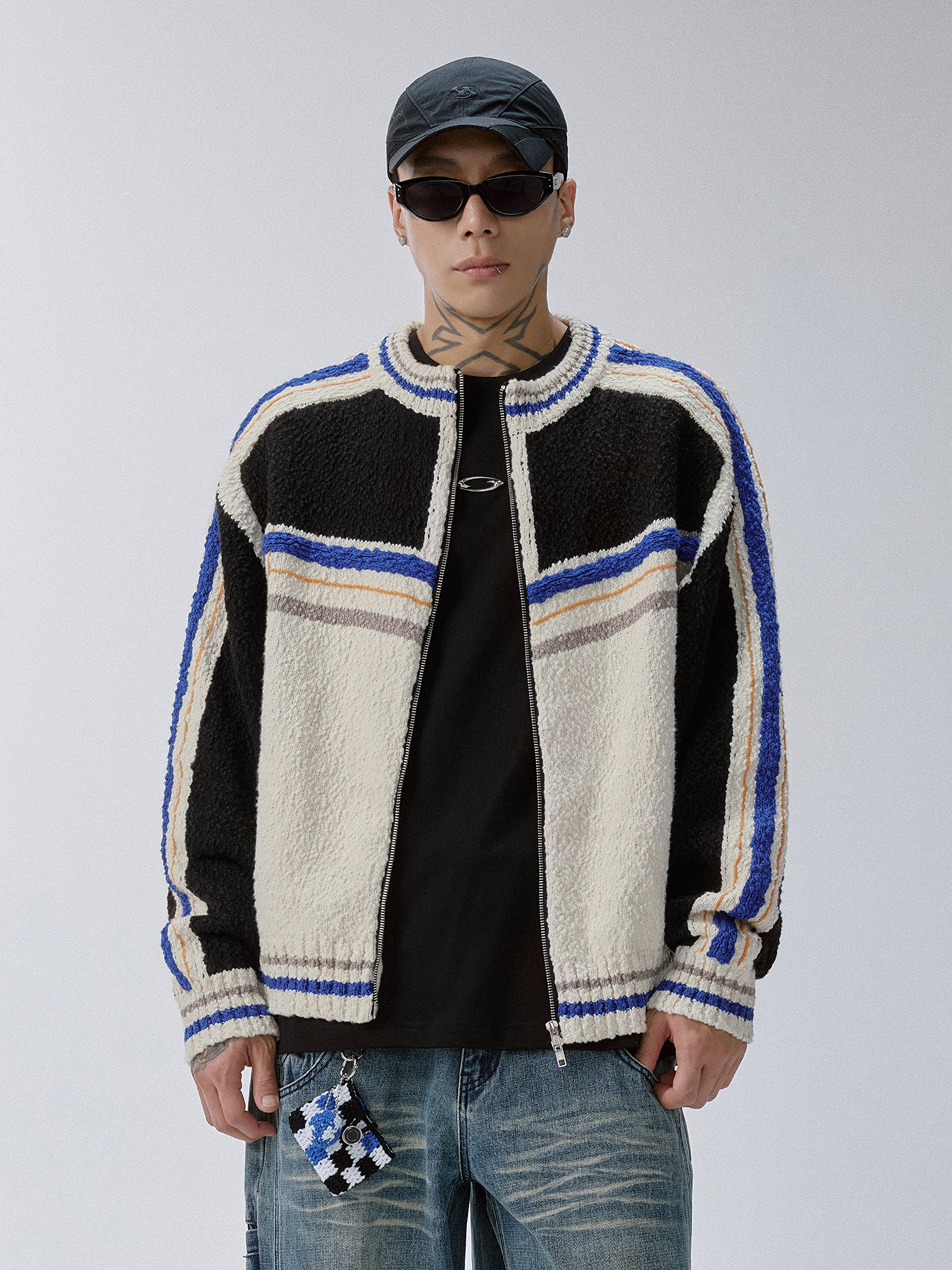 F2CE Contrast Panel Boxy Cardigan