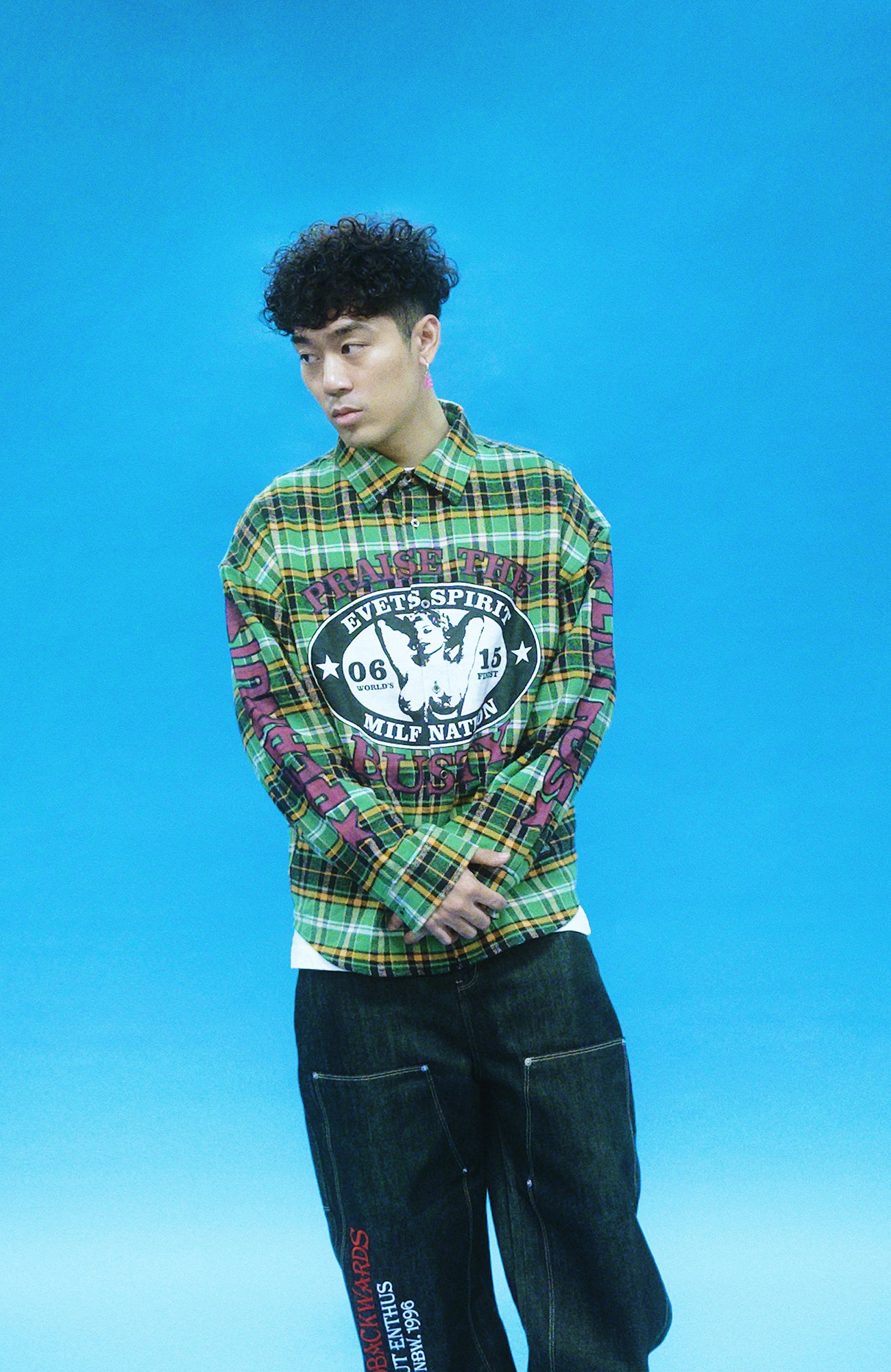 EVETS Colorblock Plaid Graphic Shirt, premium urban and streetwear designers apparel on PROJECTISR.com, EVETS