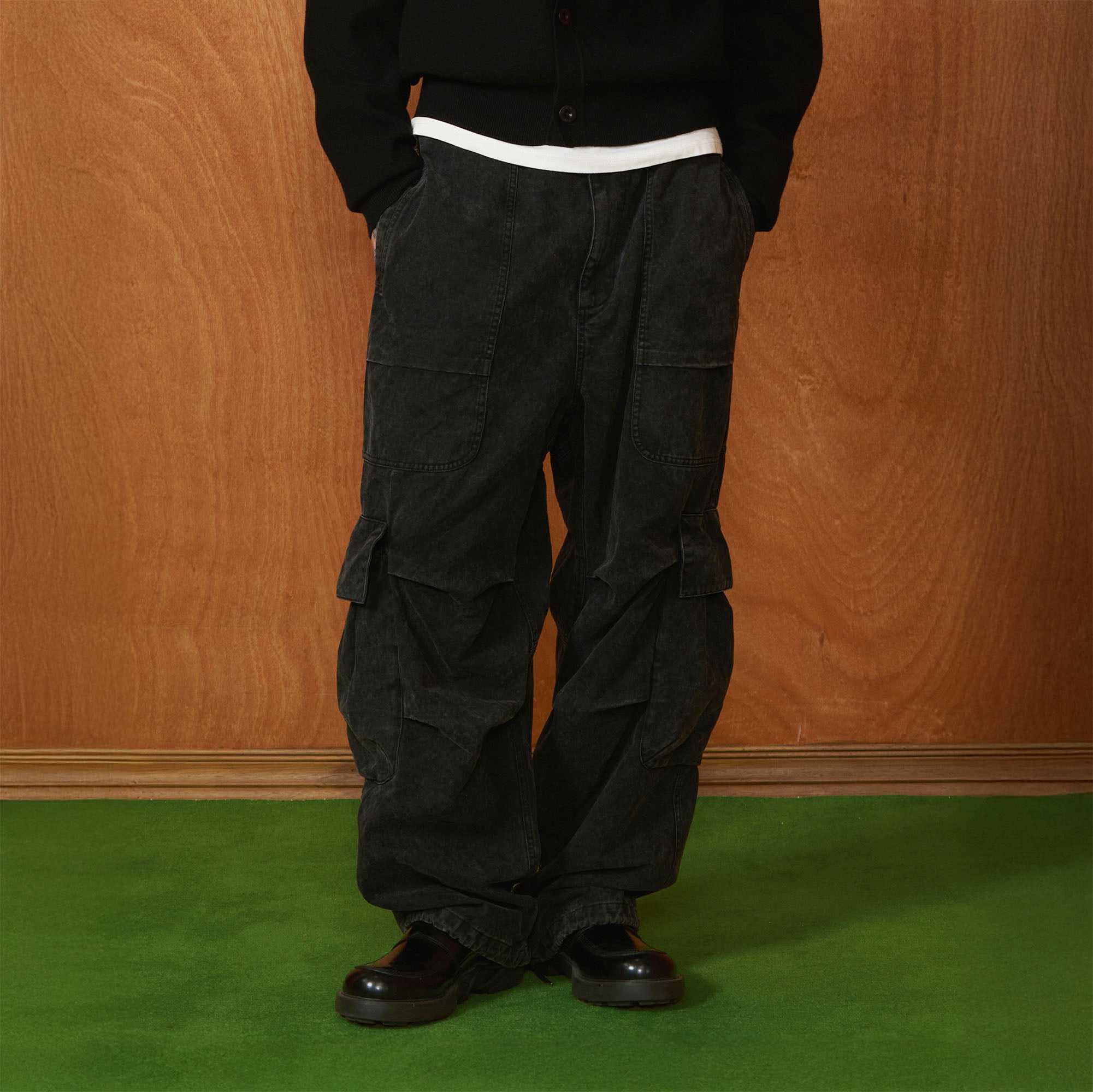 PMW Multi-Pocket Washed Cargo Jeans
