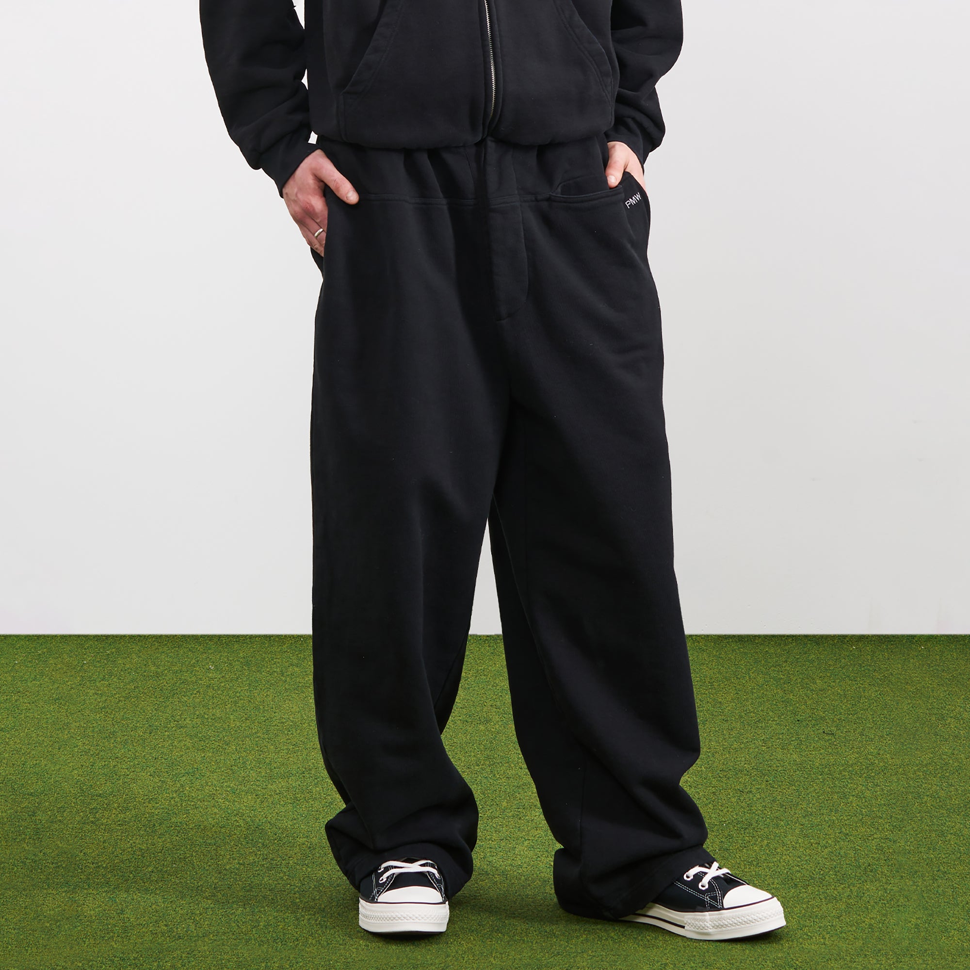 PMW Oversized Curved Wide-Leg Sweatpants, premium urban and streetwear designers apparel on PROJECTISR.com, PMW