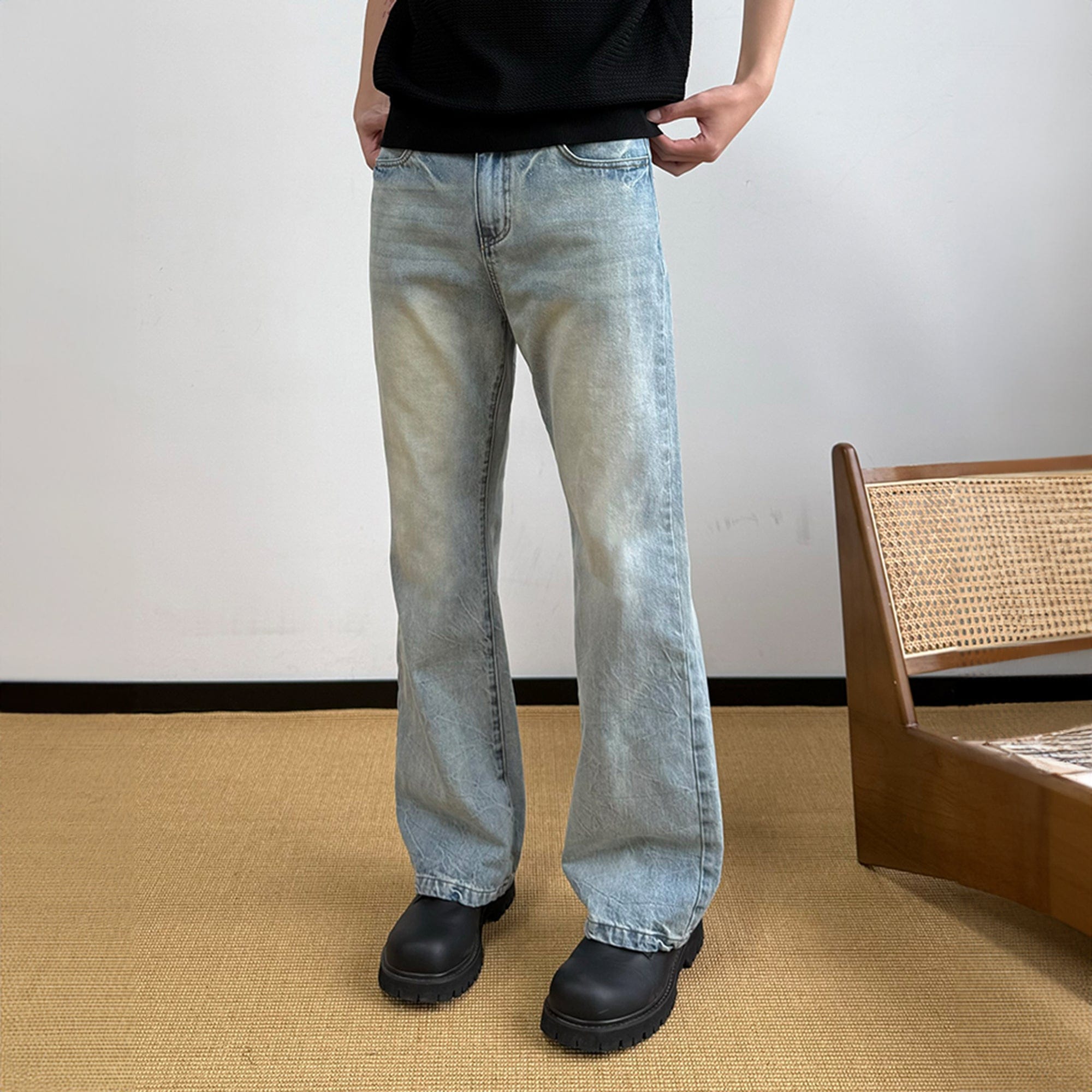 KREATE Classic Washed Straight-Leg Jeans, premium urban and streetwear designers apparel on PROJECTISR.com, KREATE