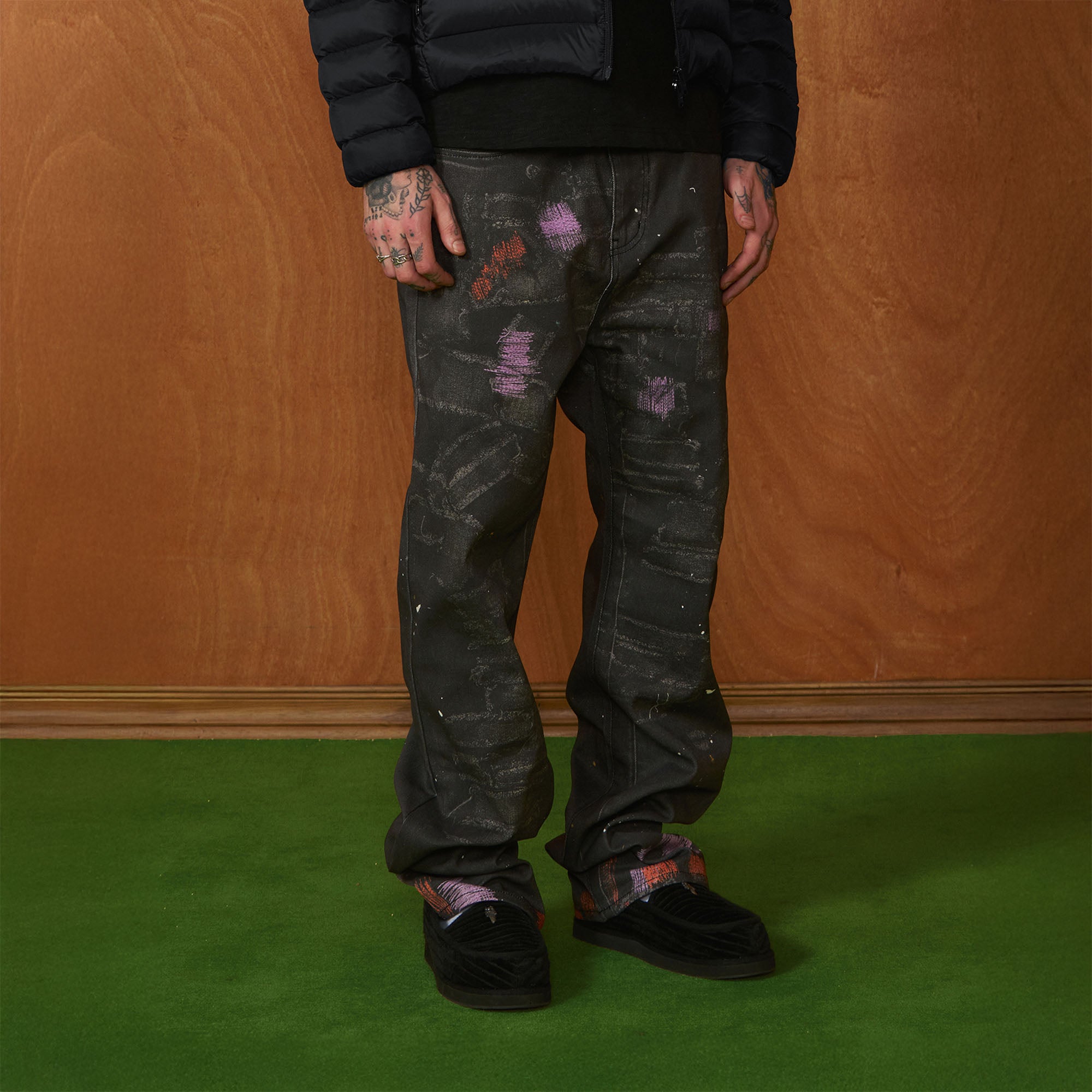 PMW Distressed Brush-Paint Straight-Leg Jeans, premium urban and streetwear designers apparel on PROJECTISR.com, PMW
