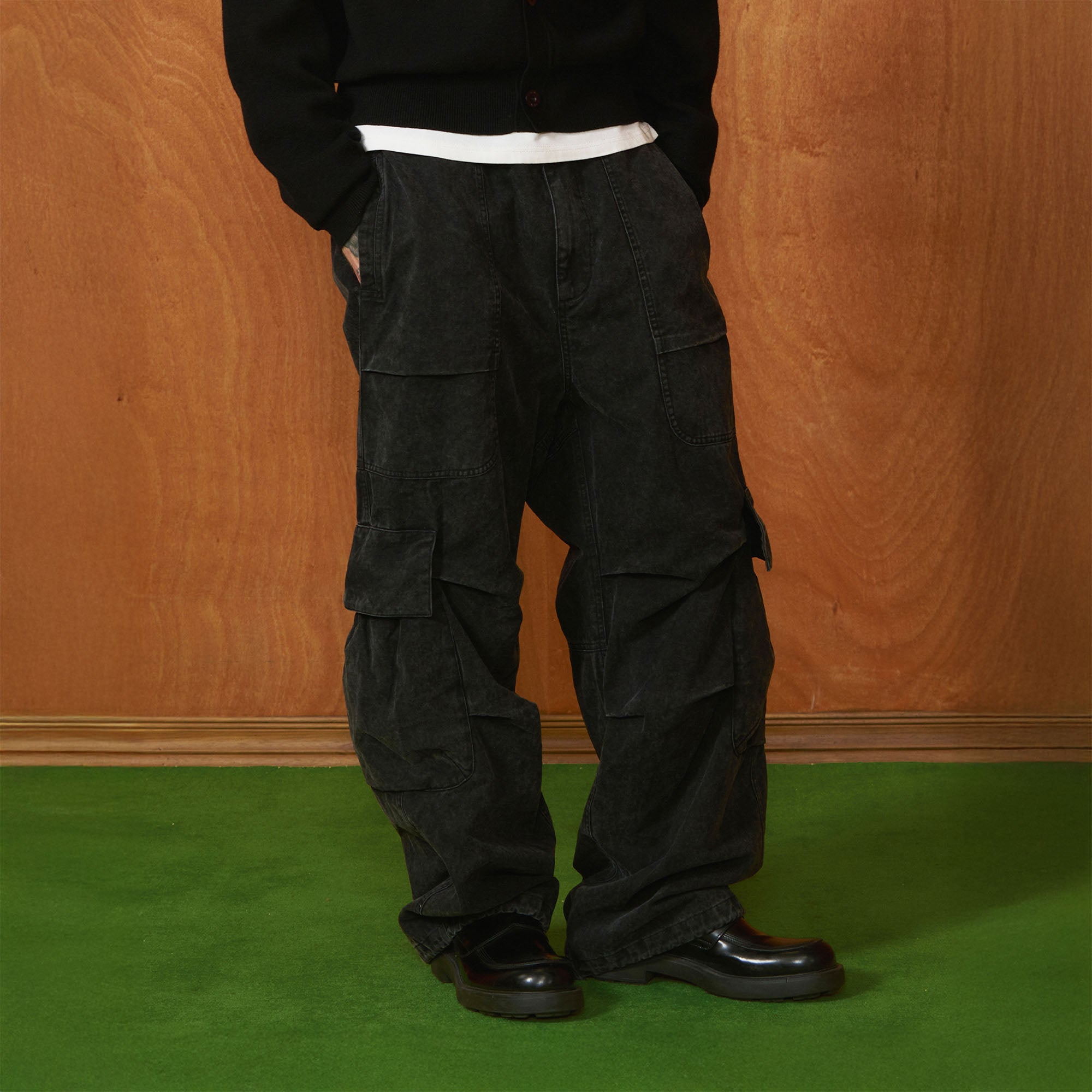 PMW Multi-Pocket Washed Cargo Jeans